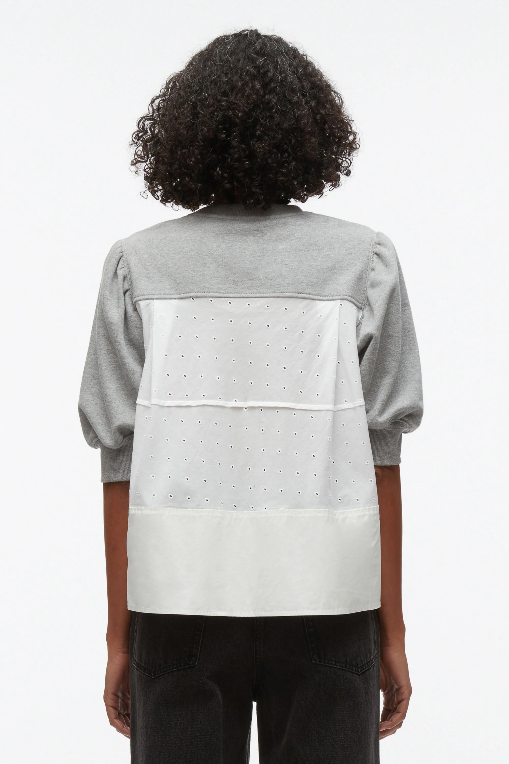 Puff Sleeve Sweatshirt with Voile Combo - Image 5