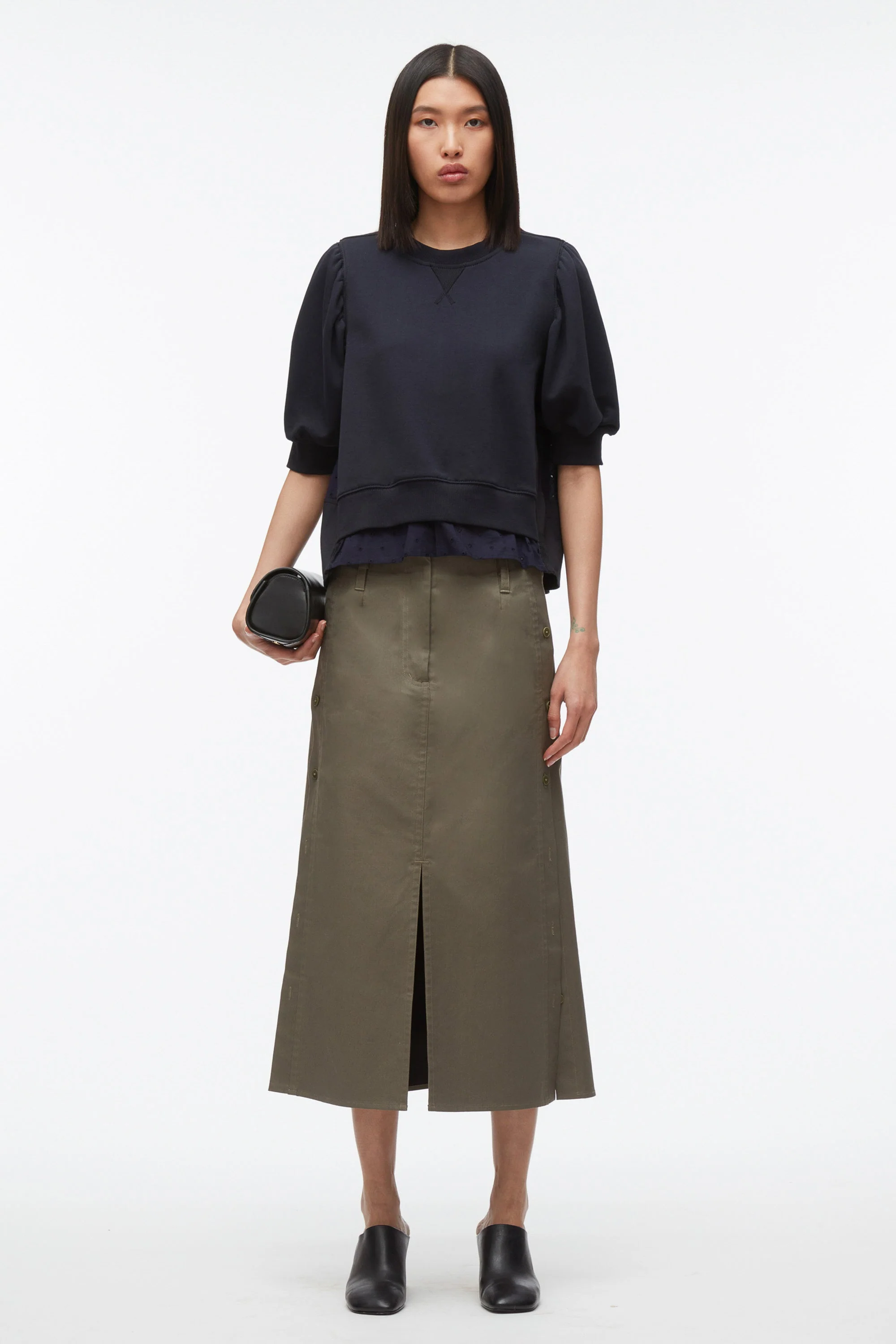Puff Sleeve Sweatshirt with Voile Combo - Image 7