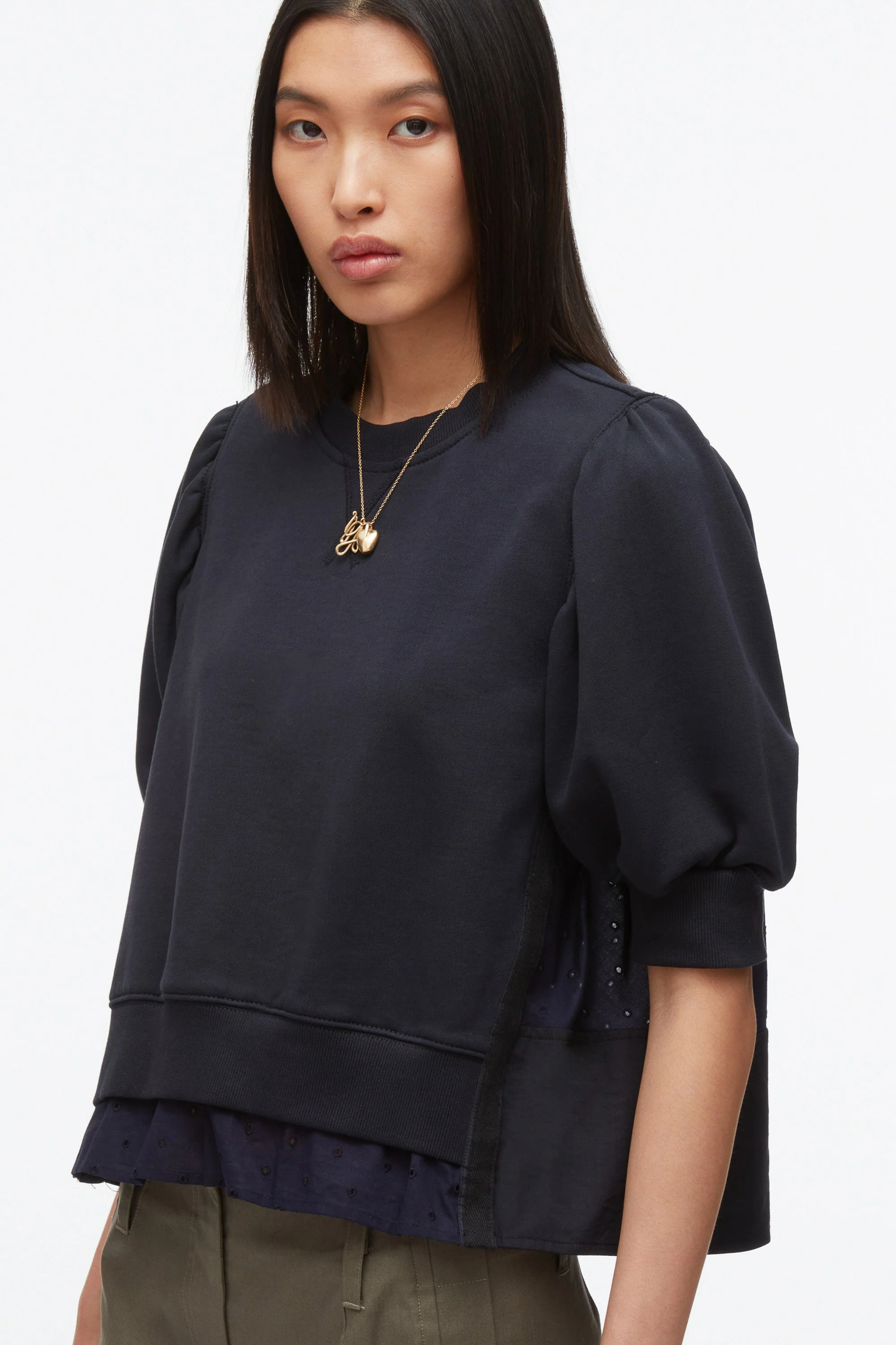Puff Sleeve Sweatshirt with Voile Combo - Image 8