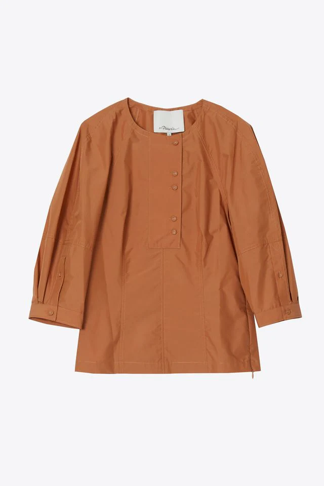 Puff Short Sleeve Cotton Poplin Top