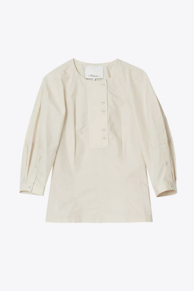 Puff Short Sleeve Cotton Poplin Top - Image 2