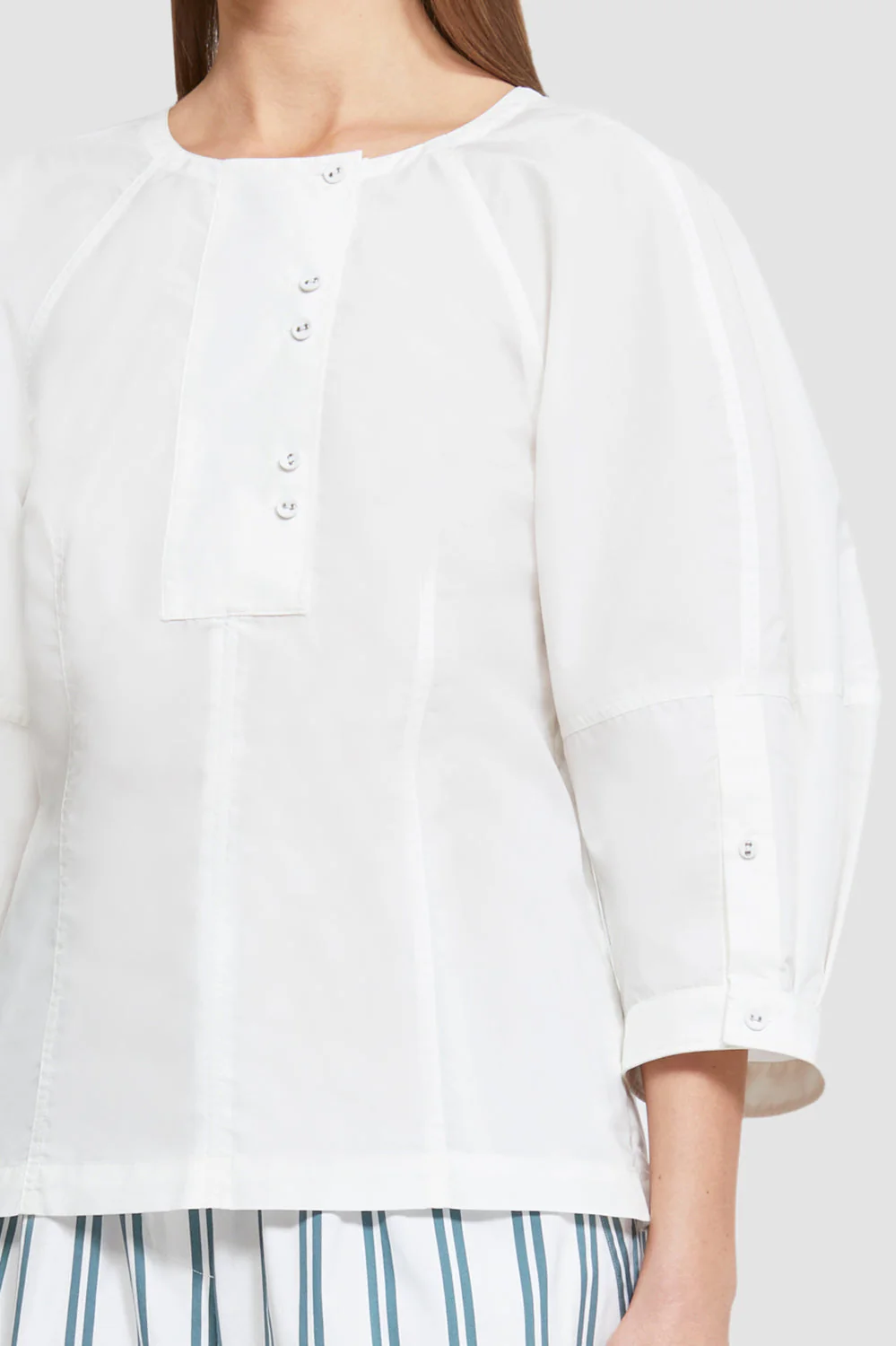 Puff Short Sleeve Cotton Poplin Top - Image 4