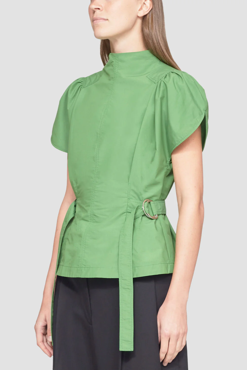 Puff Sleeve Side Tie Cotton Poplin Blouse - Image 3