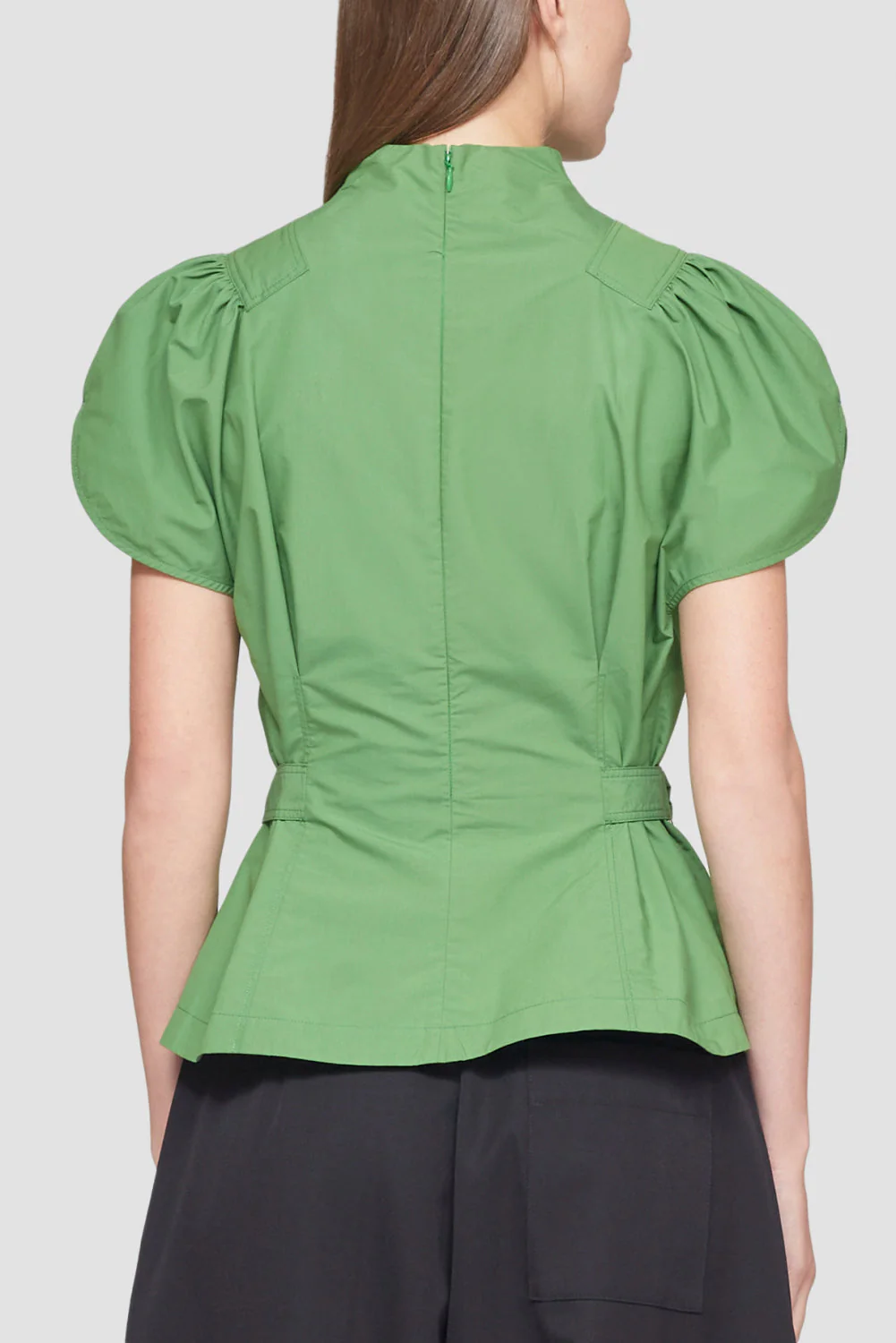 Puff Sleeve Side Tie Cotton Poplin Blouse - Image 4