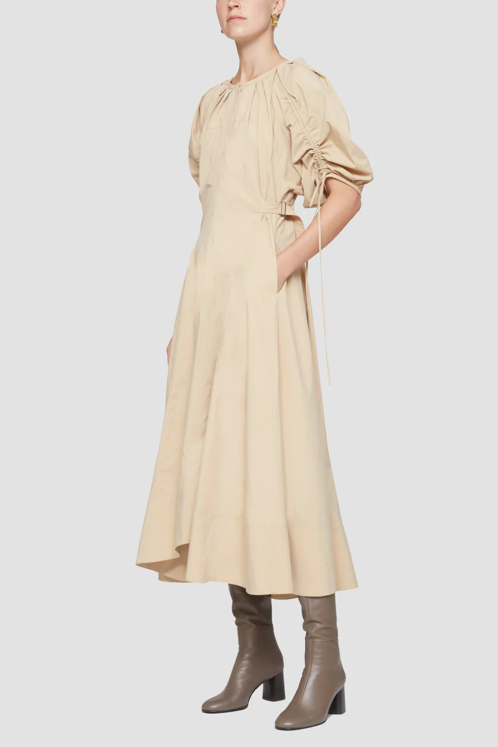 Puffed Sleeve Flare Dress W Shirr - Image 3