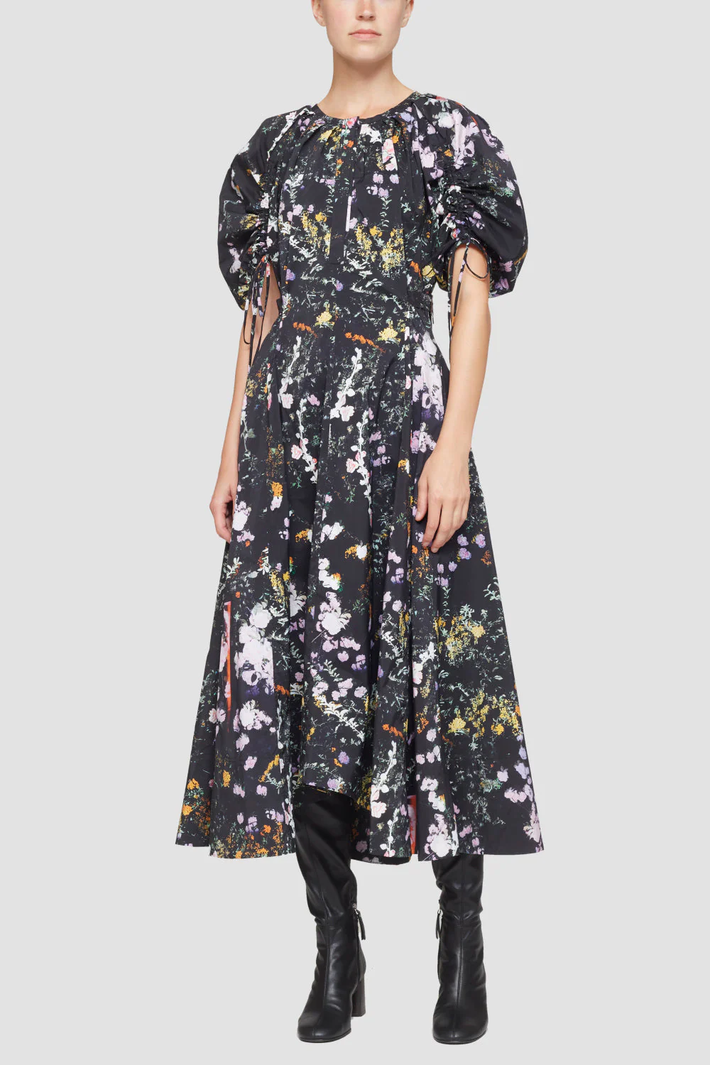Puffed Sleeve Floral Flare Dress