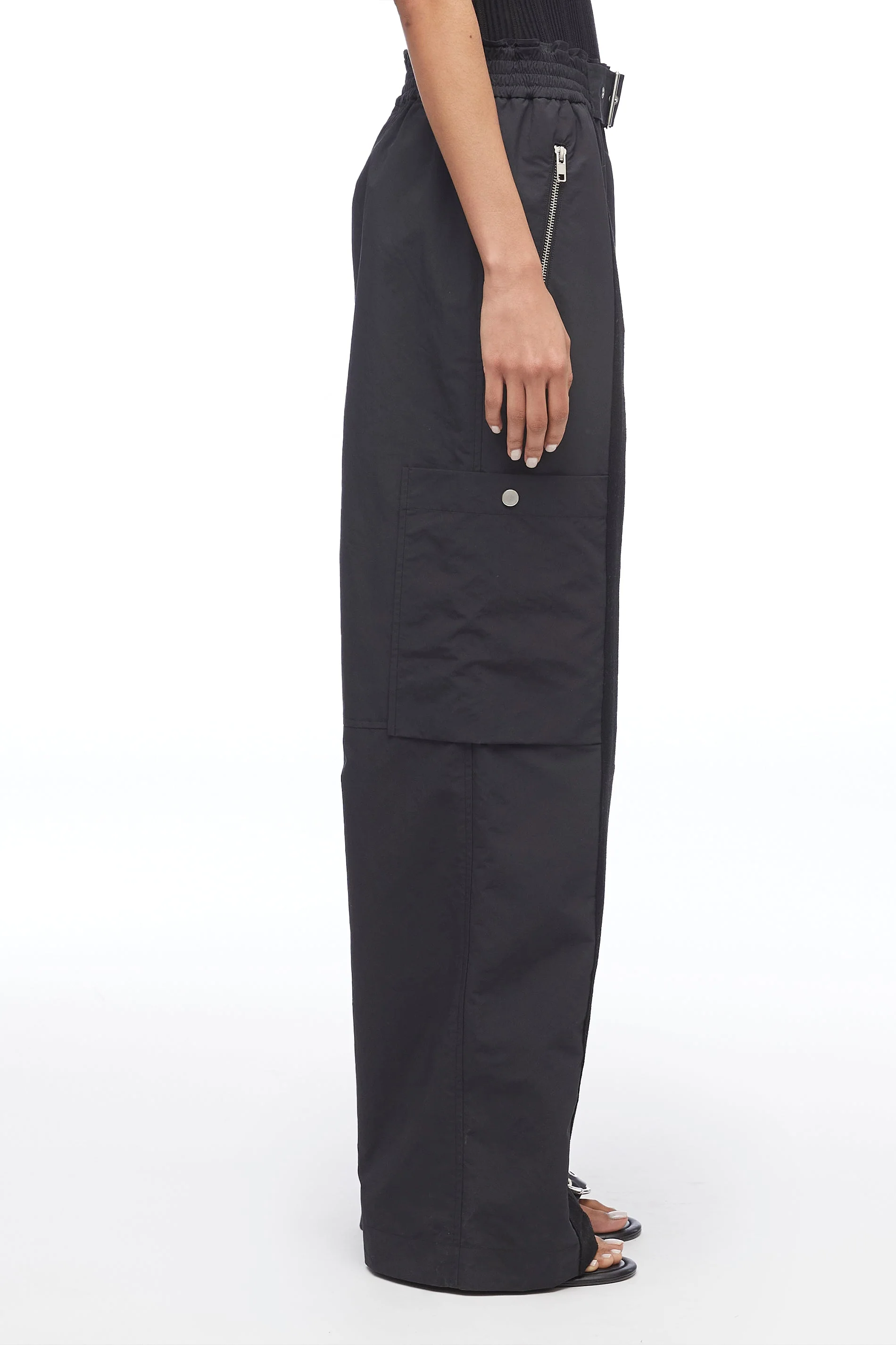 Black Recycled Tech Poly Cargo Pant - Image 3