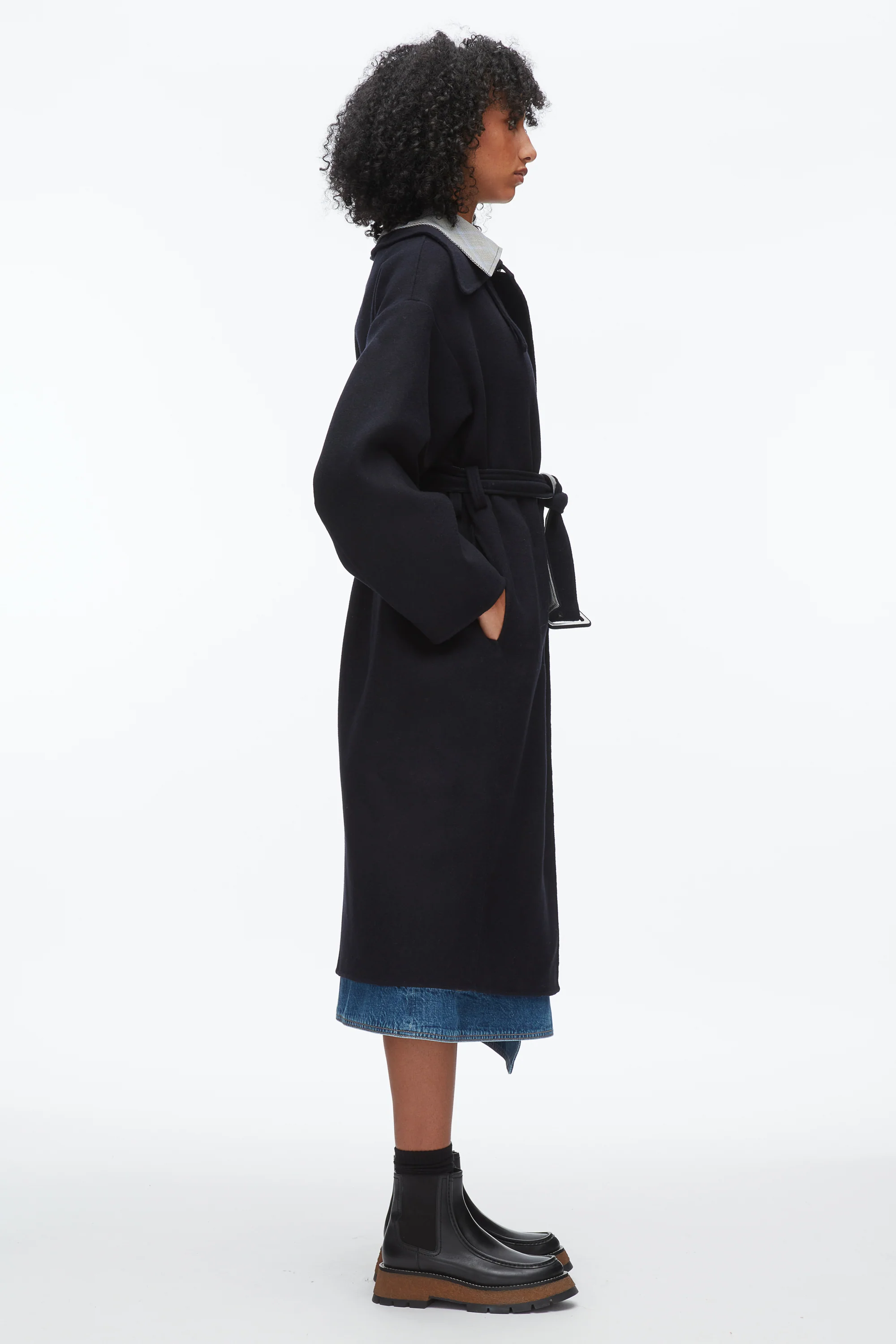 Double Face Wool Belted Coat - Image 3