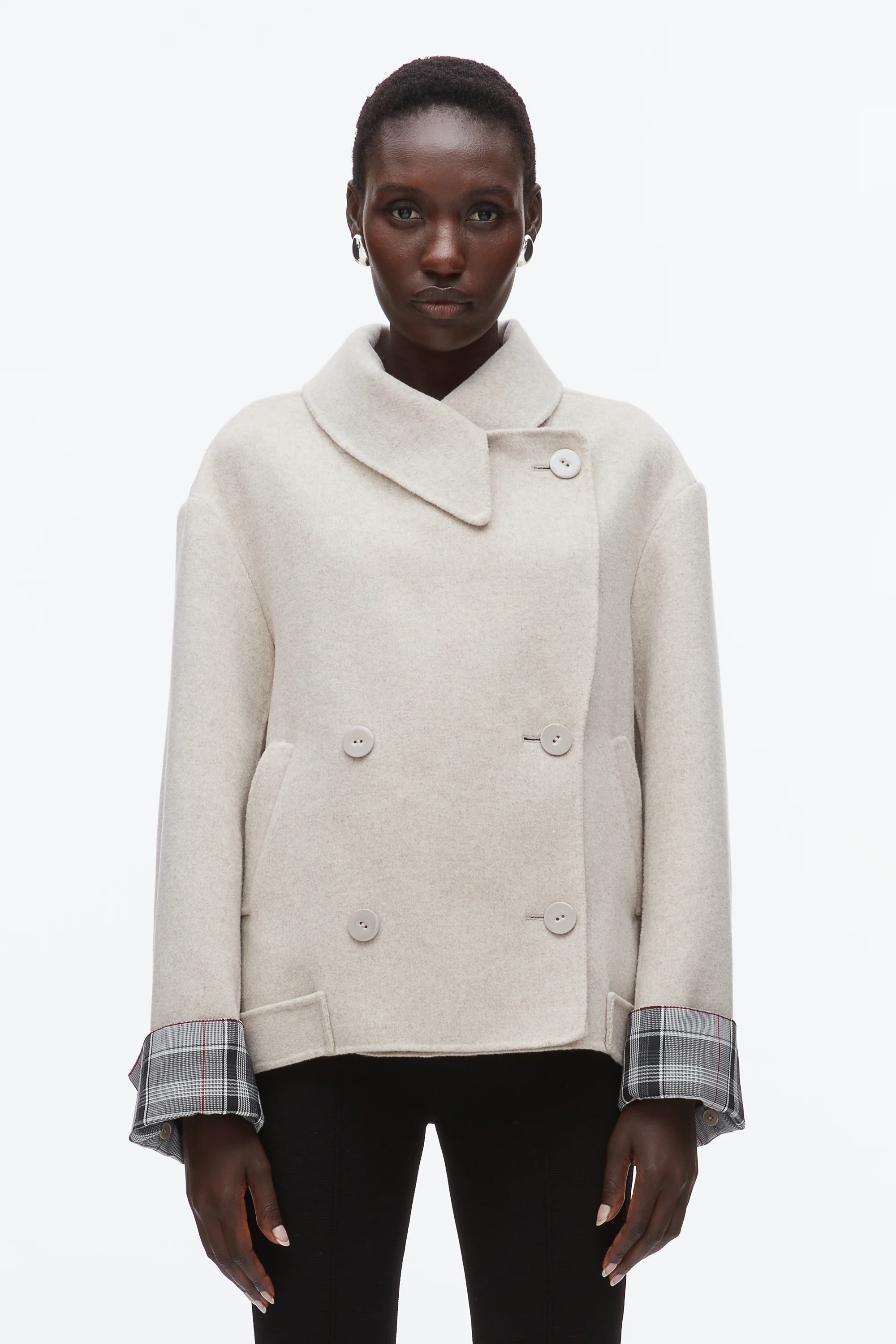 Double Face Cropped Peacoat - Image 3