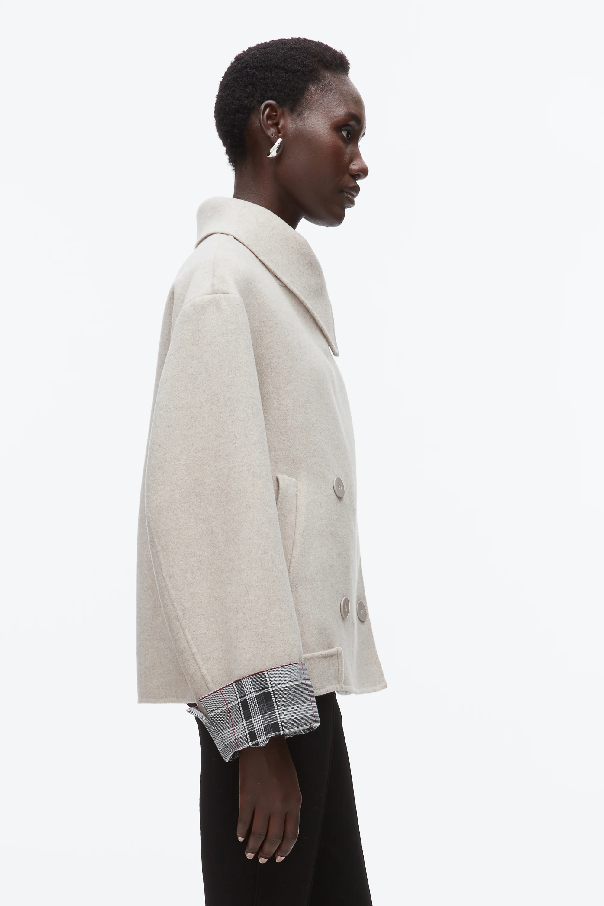 Double Face Cropped Peacoat - Image 4