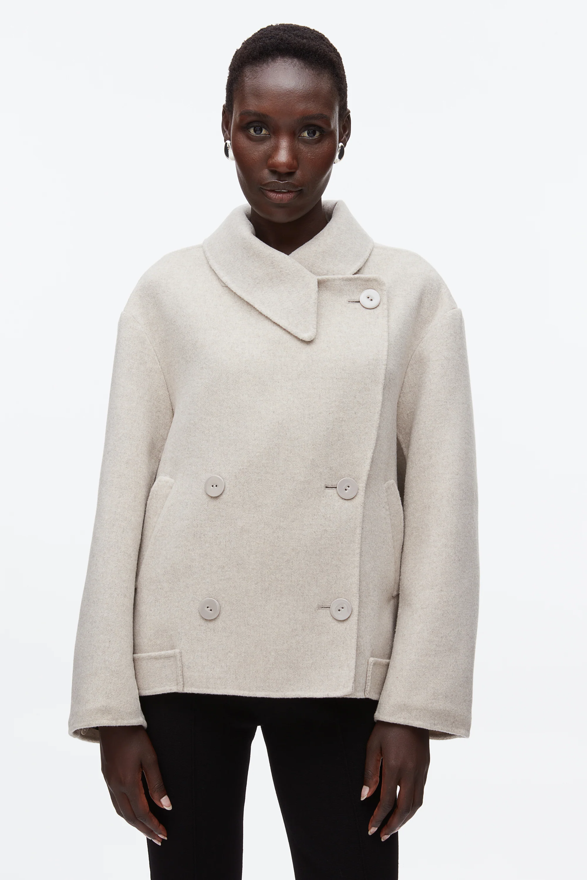 Double Face Cropped Peacoat - Image 6