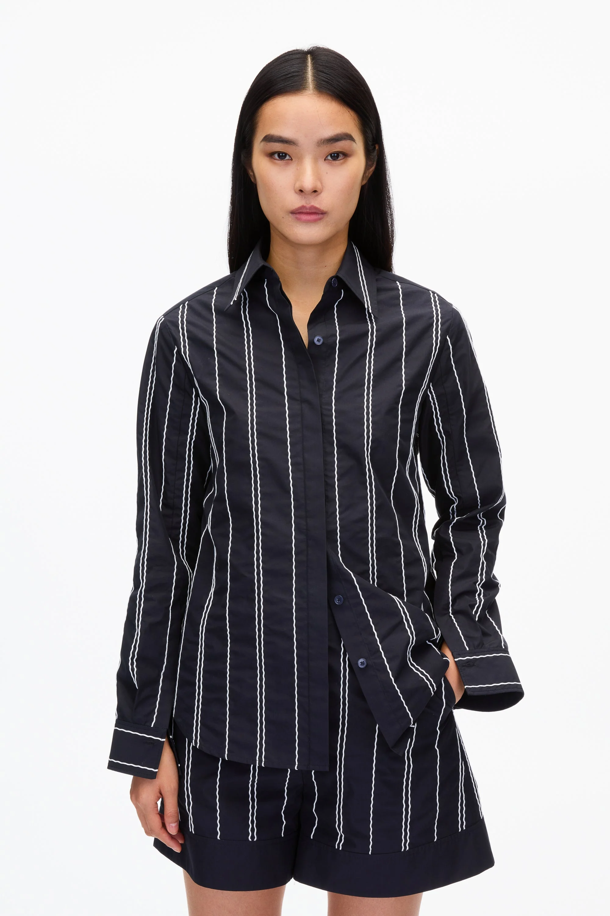 Relax Fit Poplin Shirt with Wave Embroidery - Image 11