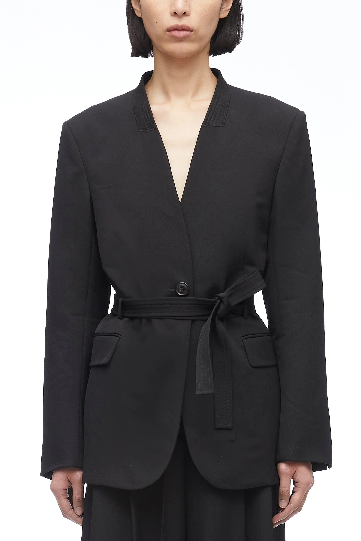 Relaxed Wool Blazer With Waist Tie - Image 2