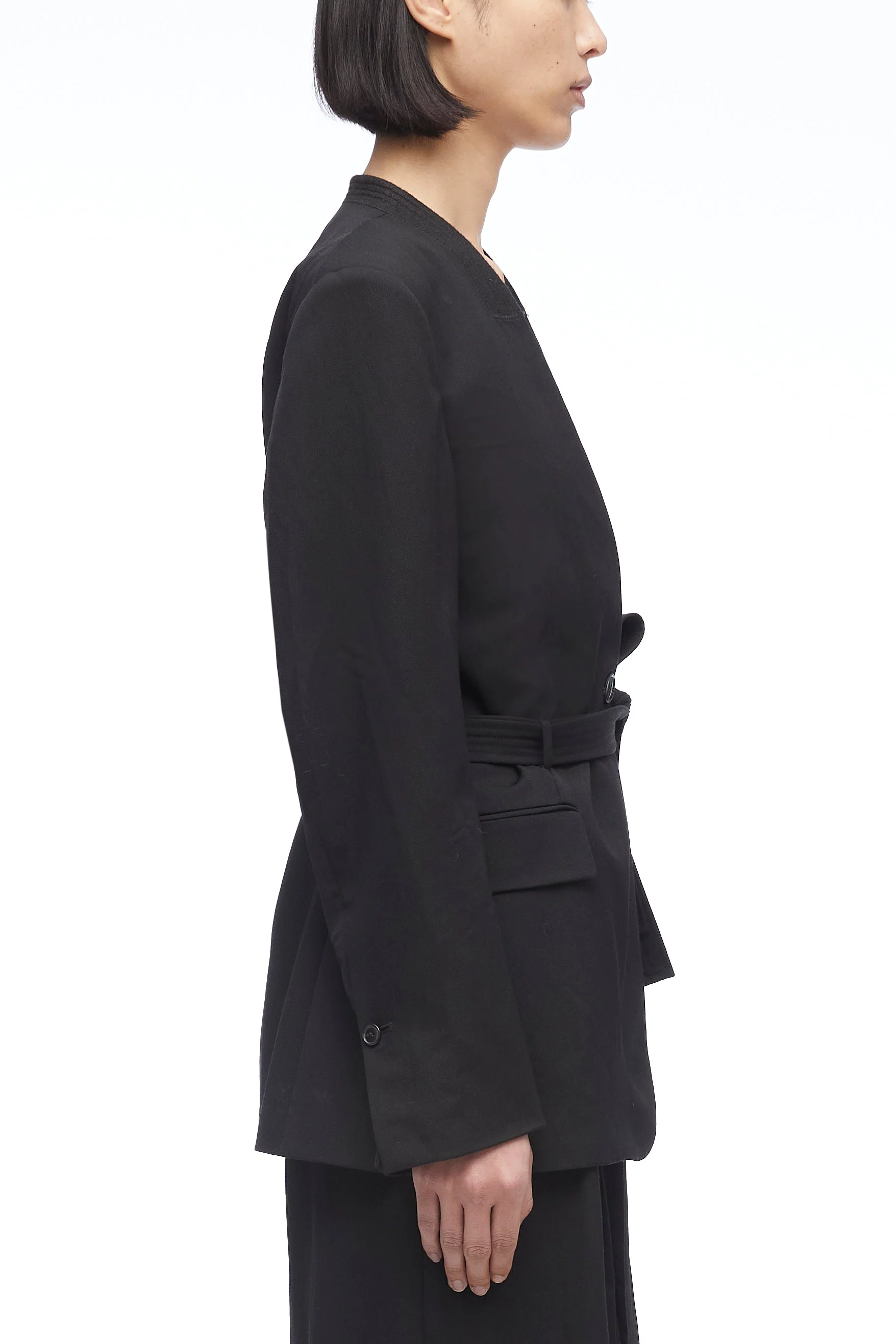 Relaxed Wool Blazer With Waist Tie - Image 3