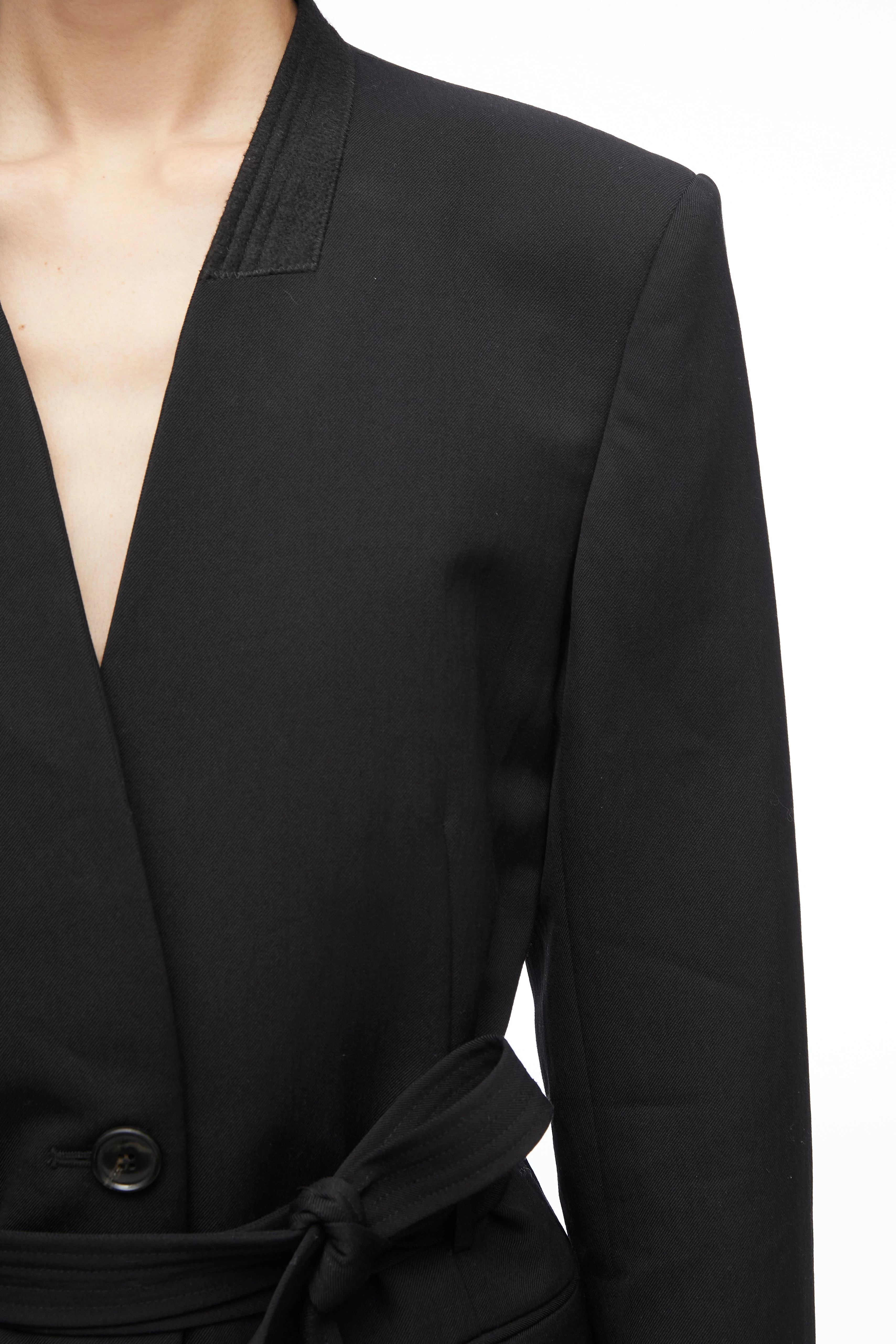 Relaxed Wool Blazer With Waist Tie - Image 5
