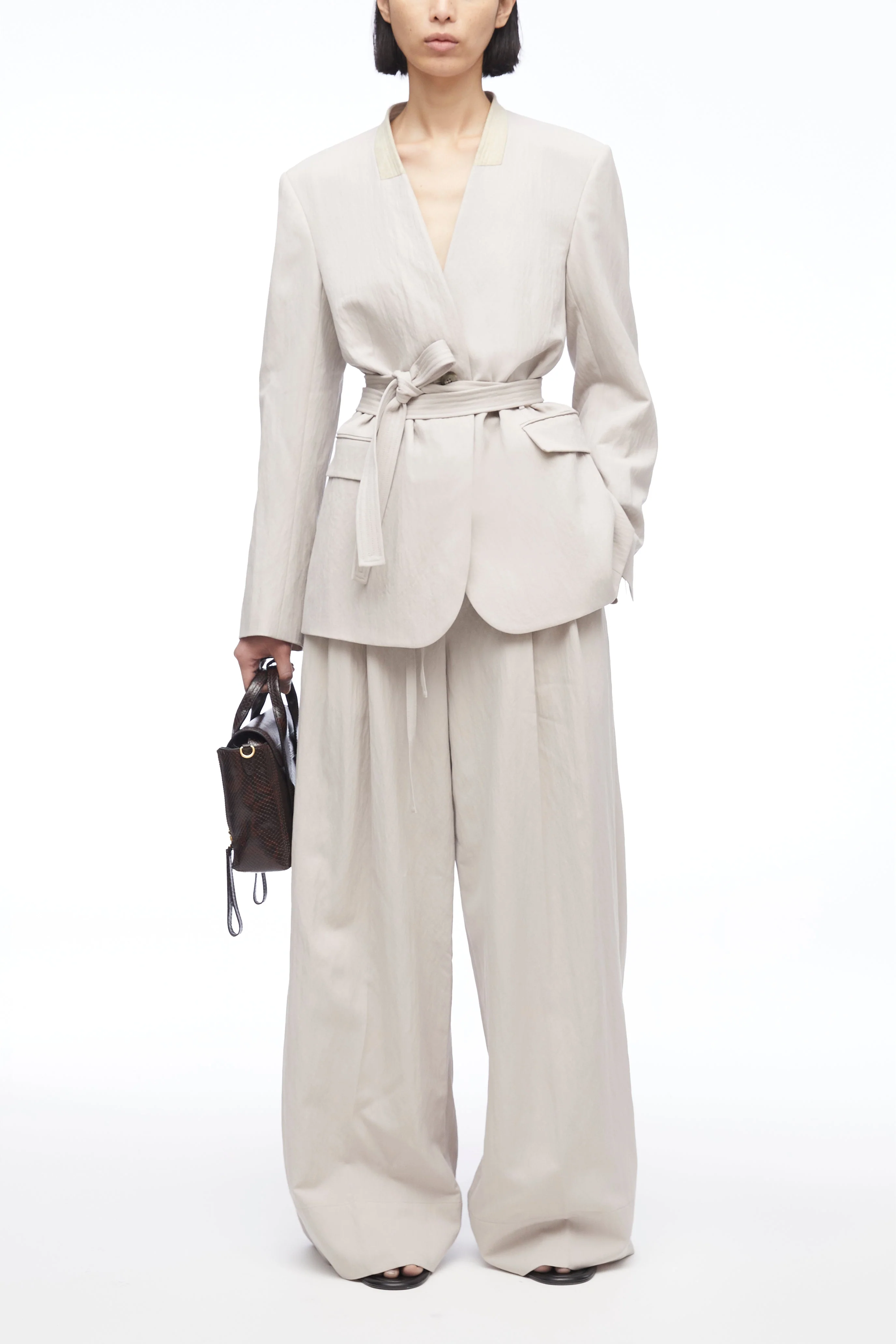 Relaxed Wool Blazer With Waist Tie - Image 6