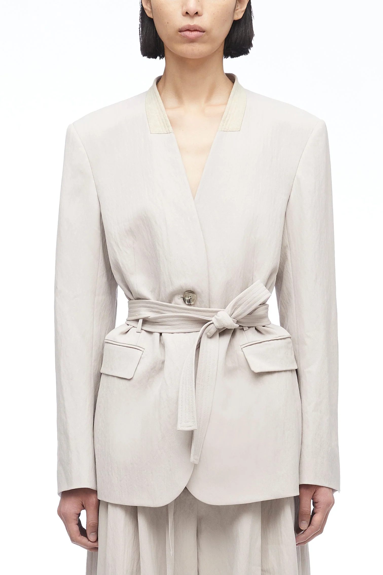 Relaxed Wool Blazer With Waist Tie - Image 7