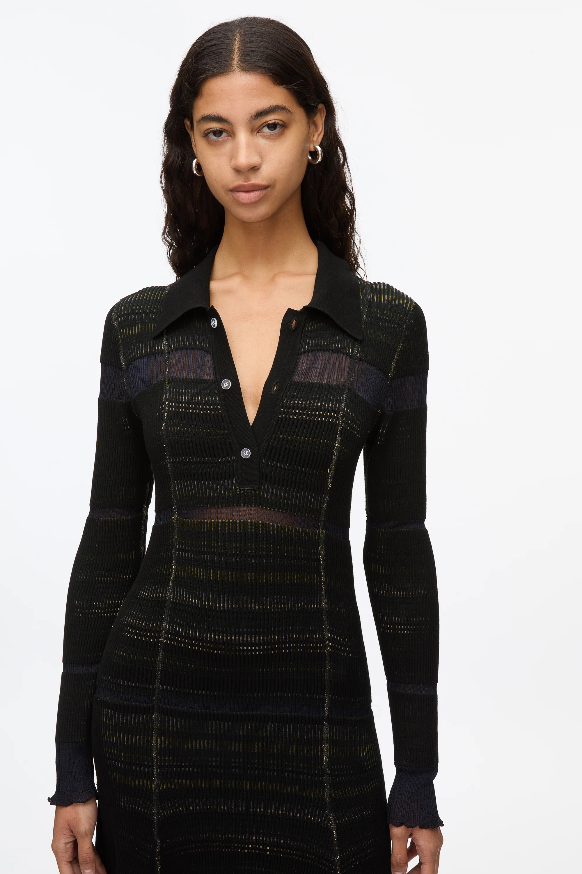 Reversible Stripe Knit Polo Dress - Image 5