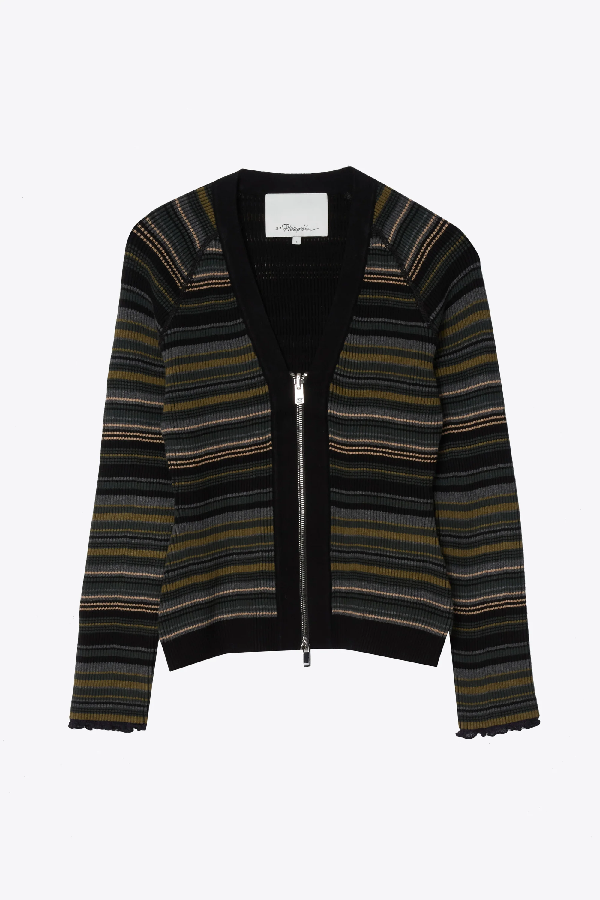 Reversible Stripe Long Sleeve Zip Cardigan