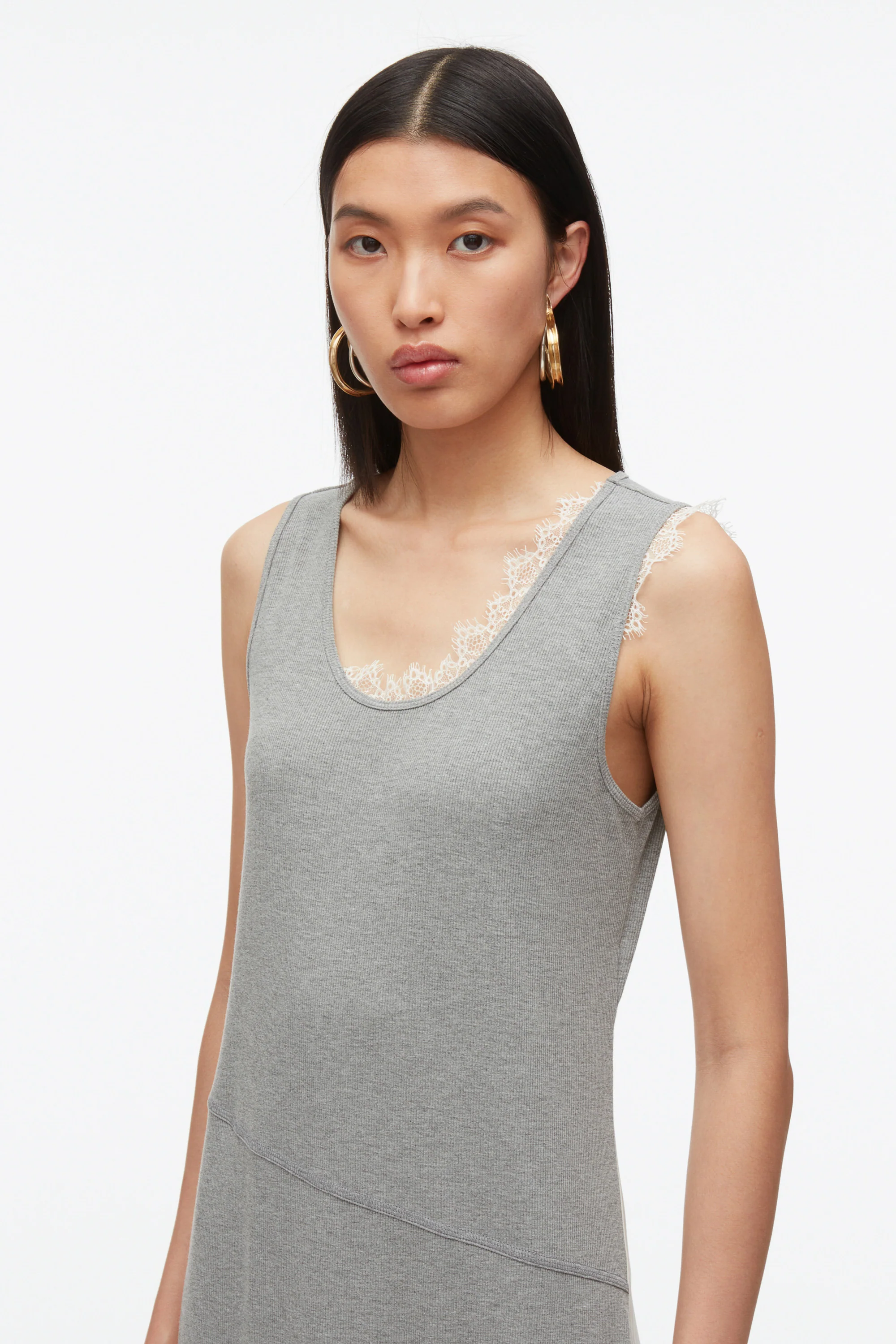 Deconstructed Tank Dress with Lace Trim - Image 10