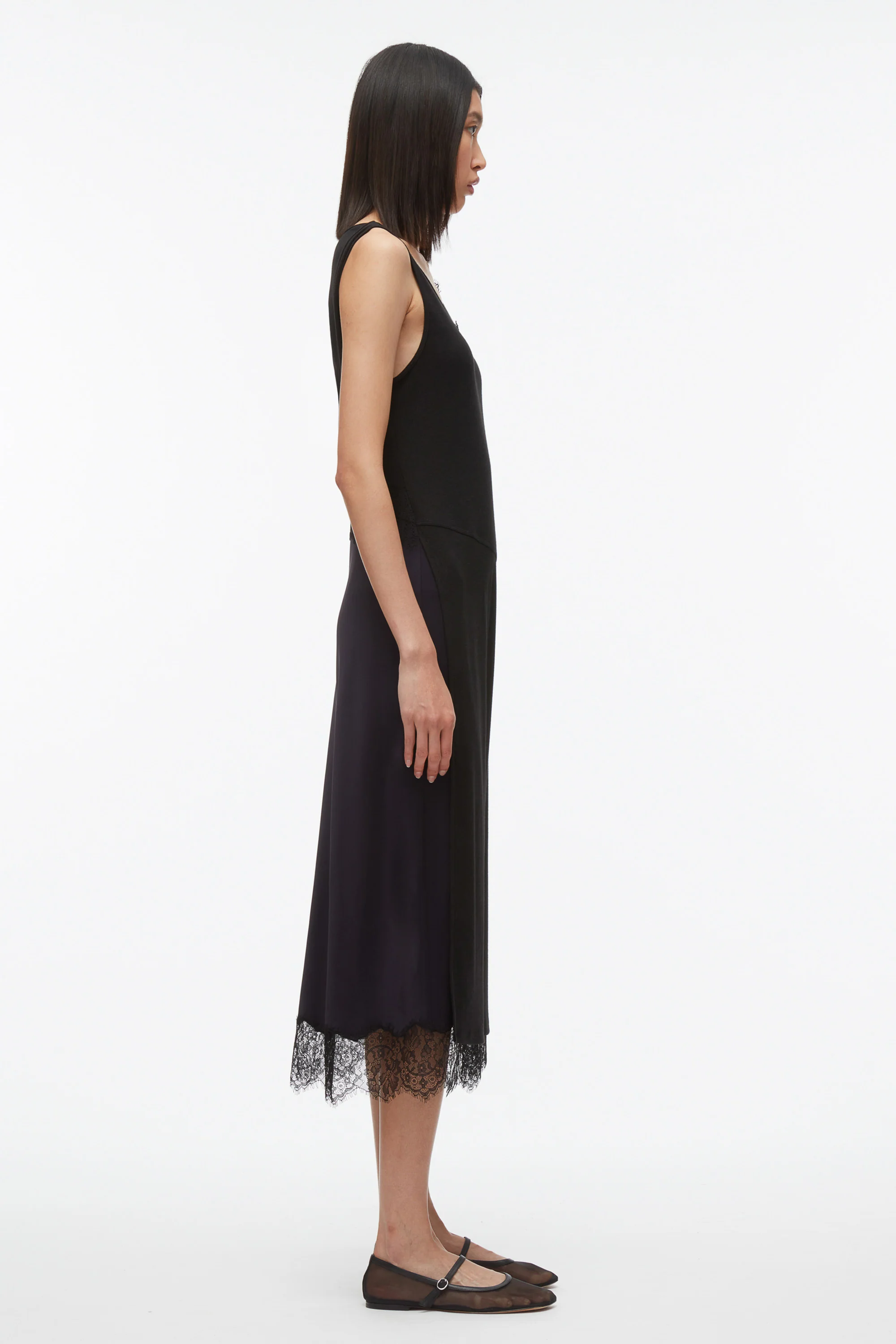 Deconstructed Tank Dress with Lace Trim - Image 3