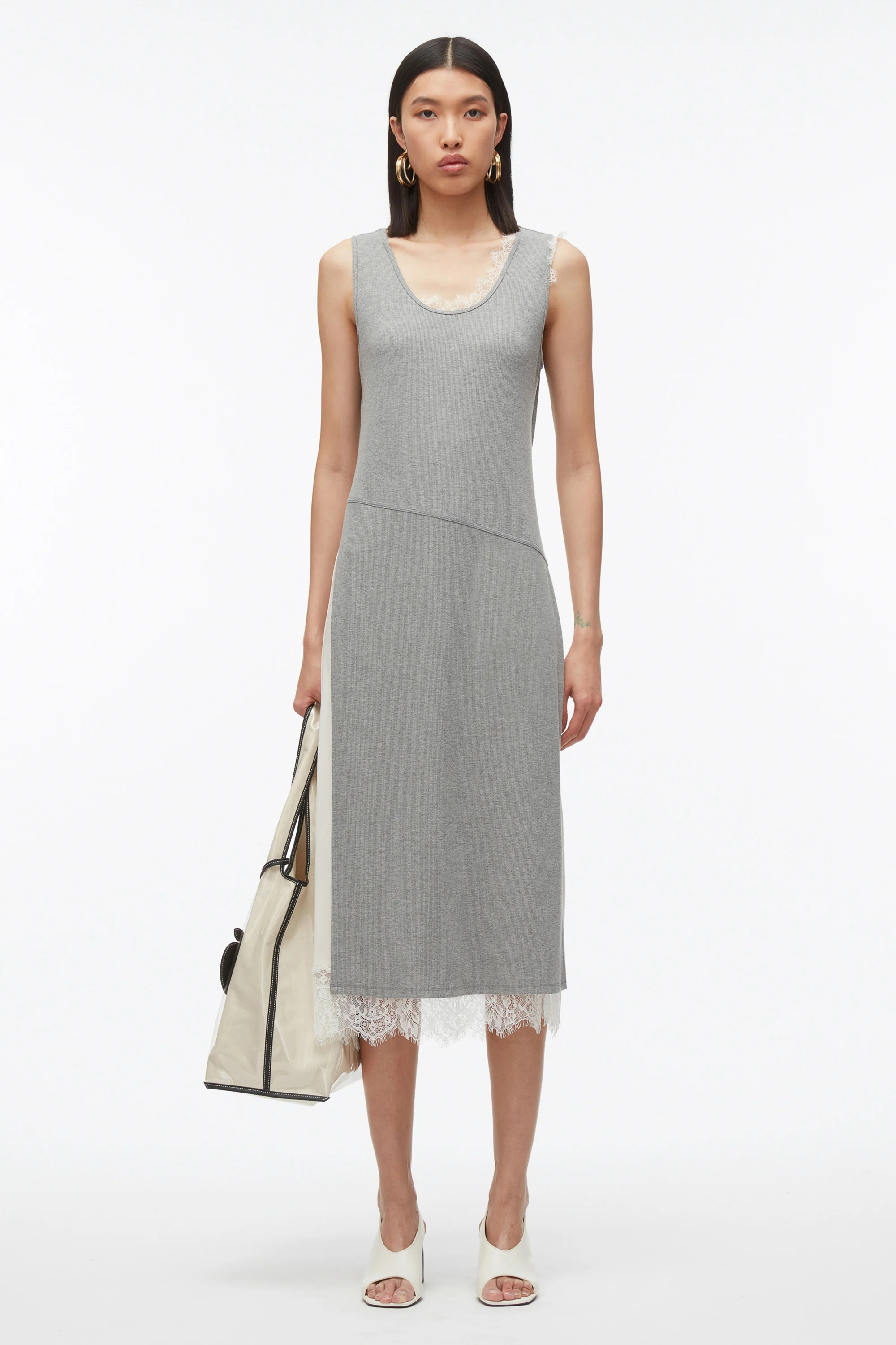 Deconstructed Tank Dress with Lace Trim - Image 6