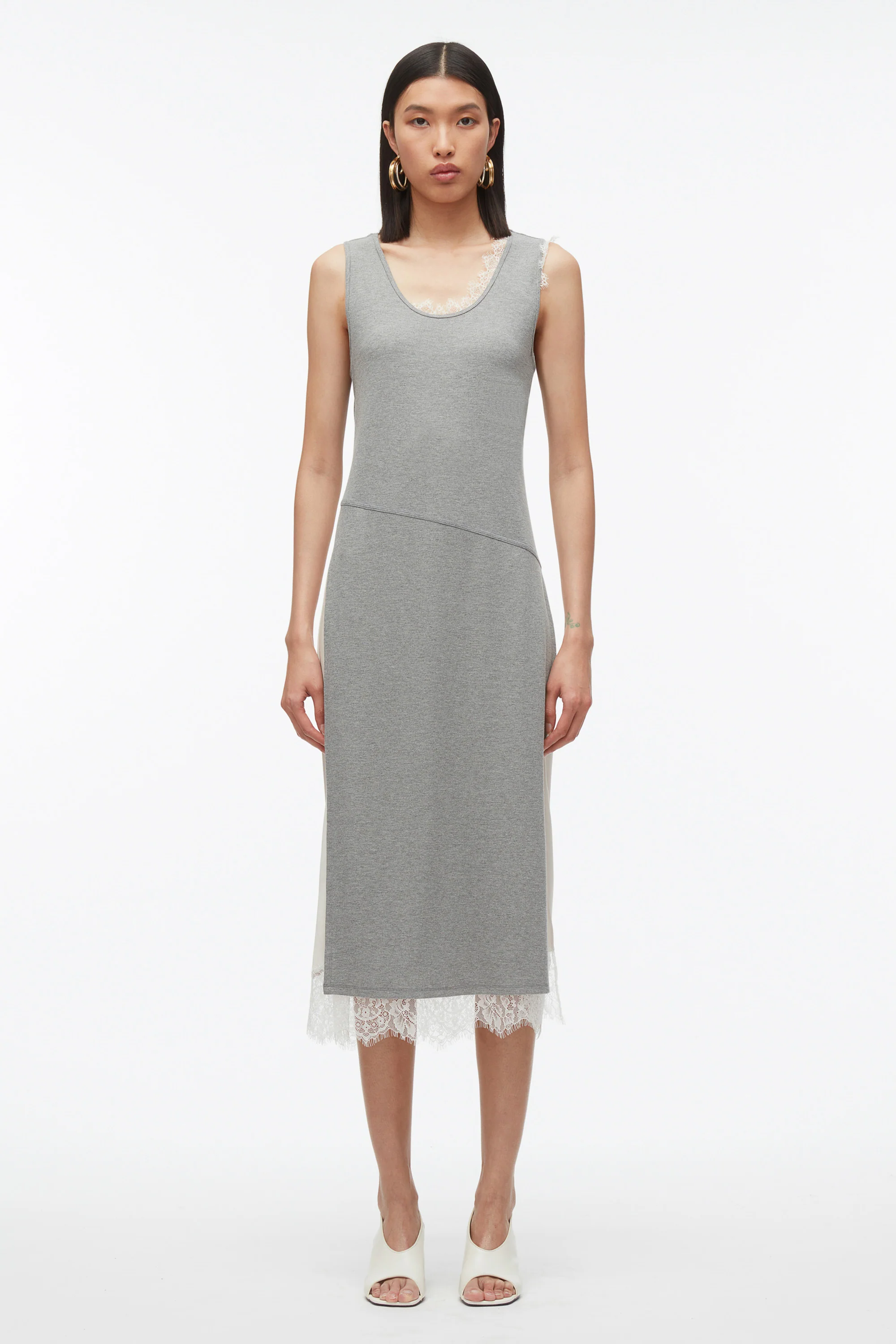 Deconstructed Tank Dress with Lace Trim - Image 7