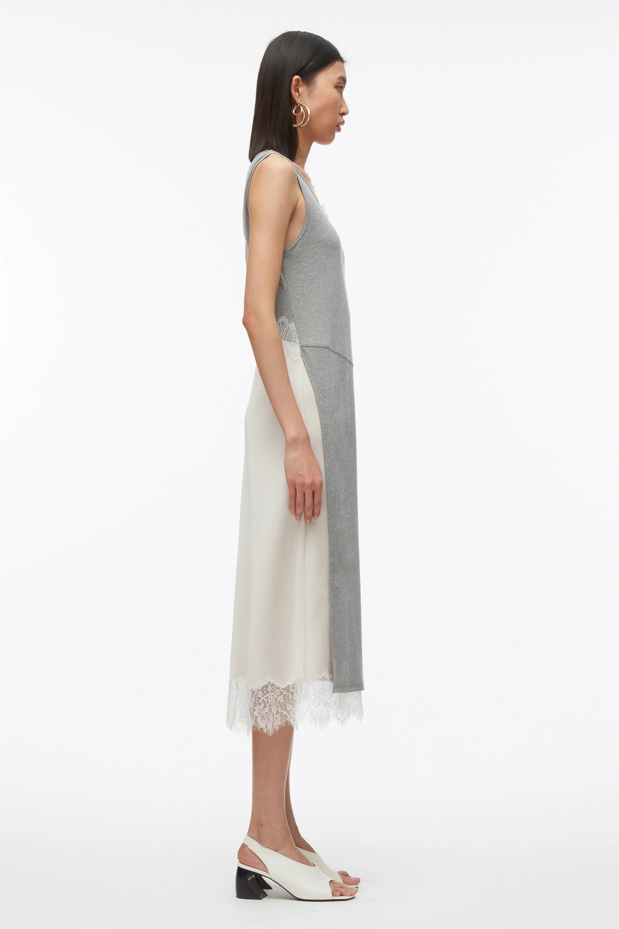 Deconstructed Tank Dress with Lace Trim - Image 8