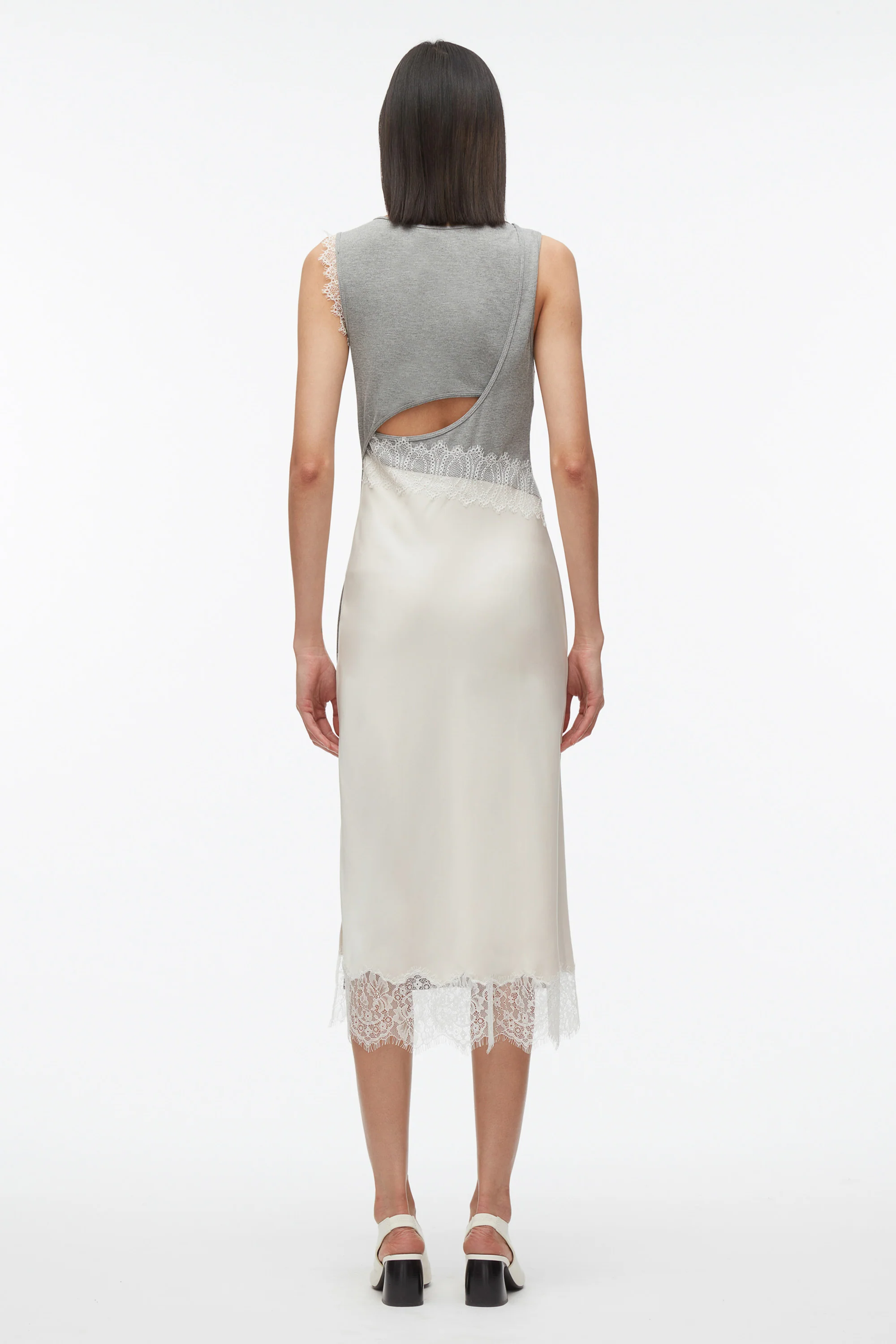 Deconstructed Tank Dress with Lace Trim - Image 9