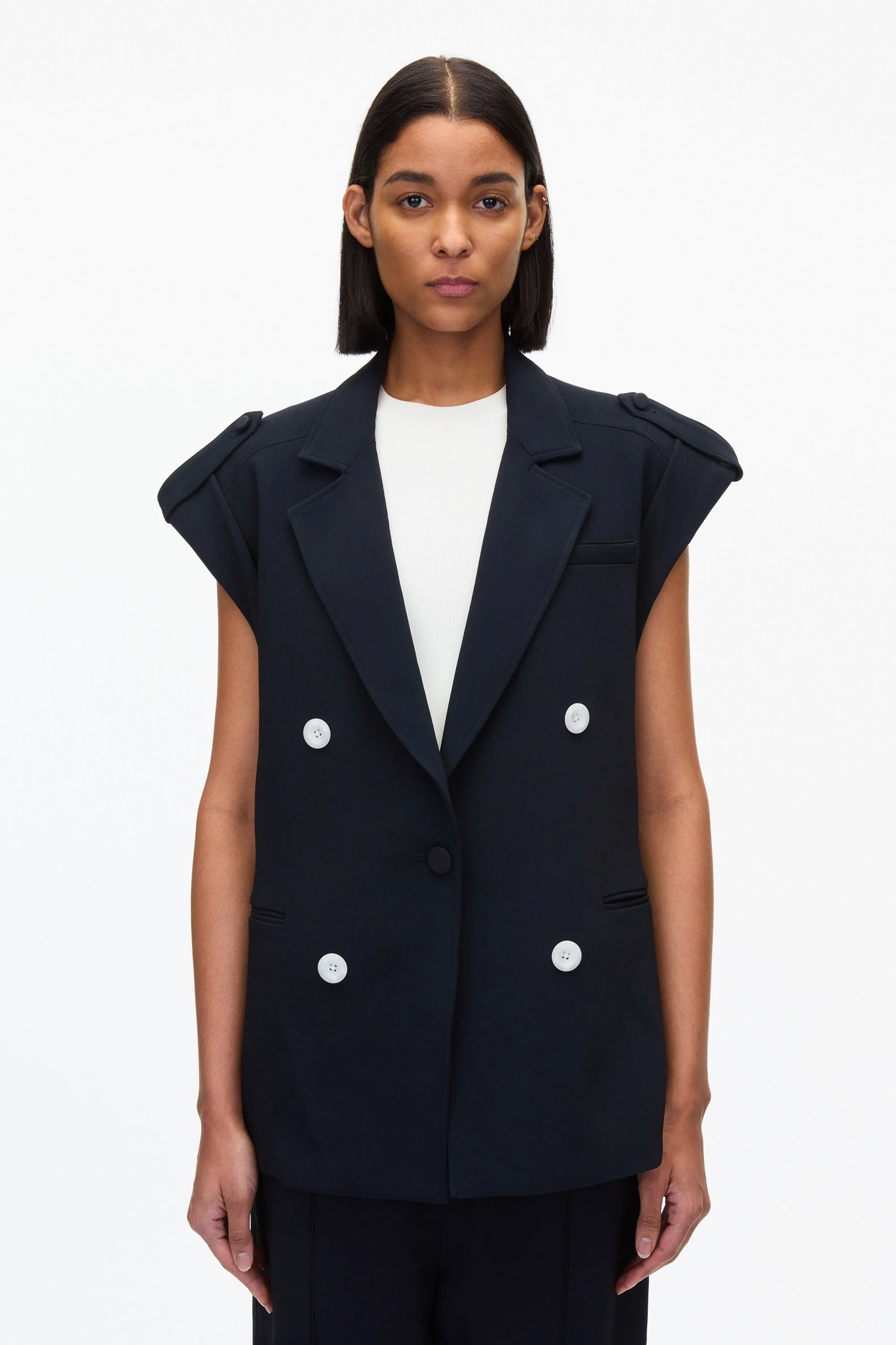 Cocoon Tailored Vest with Rolled Sleeve - Image 2
