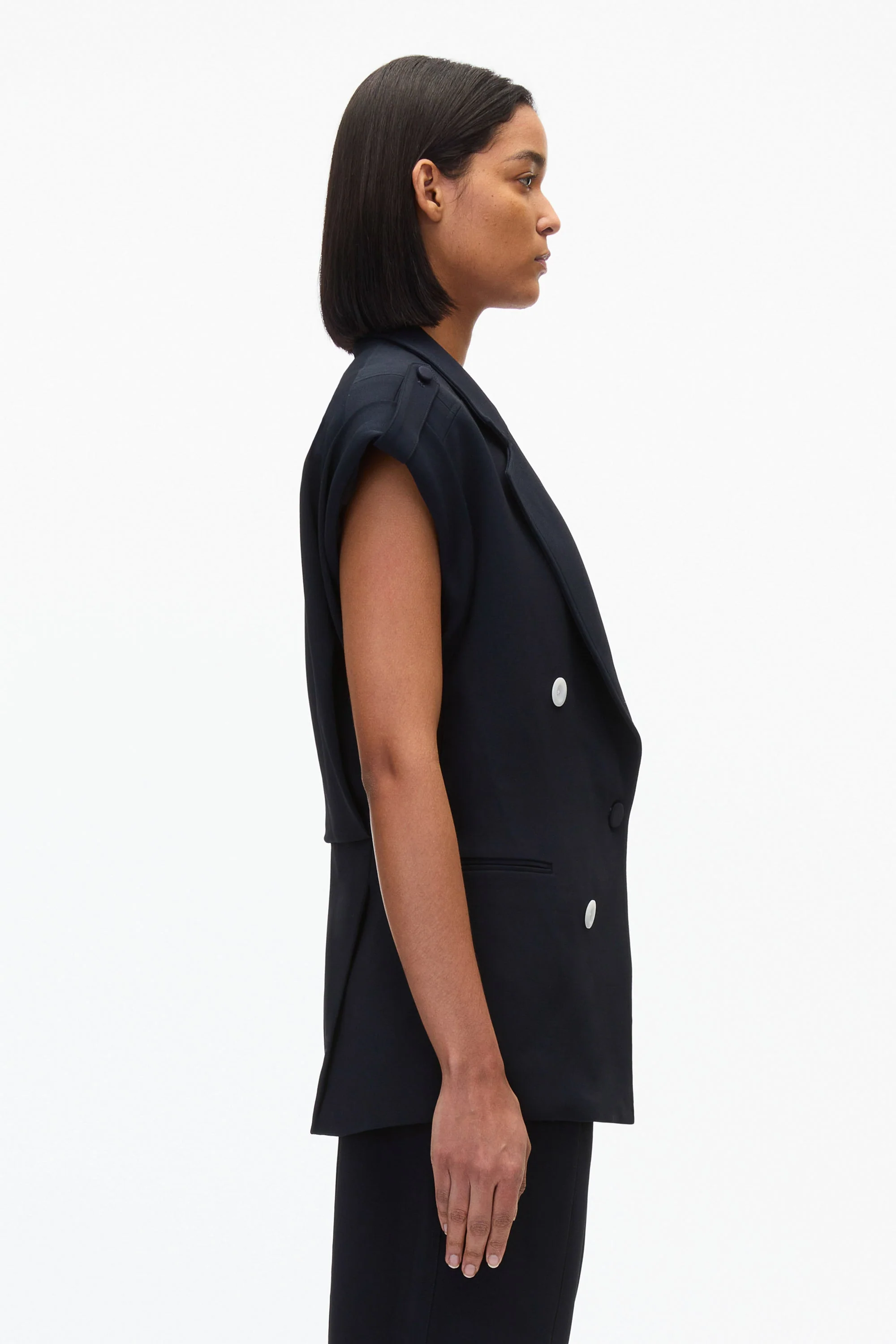 Cocoon Tailored Vest with Rolled Sleeve - Image 3