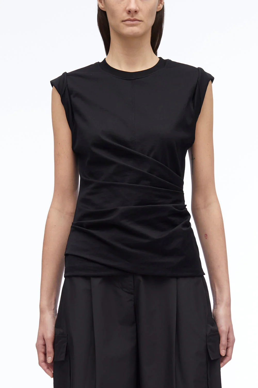 Rolled Sleeve Draped Jersey Tank - Image 3