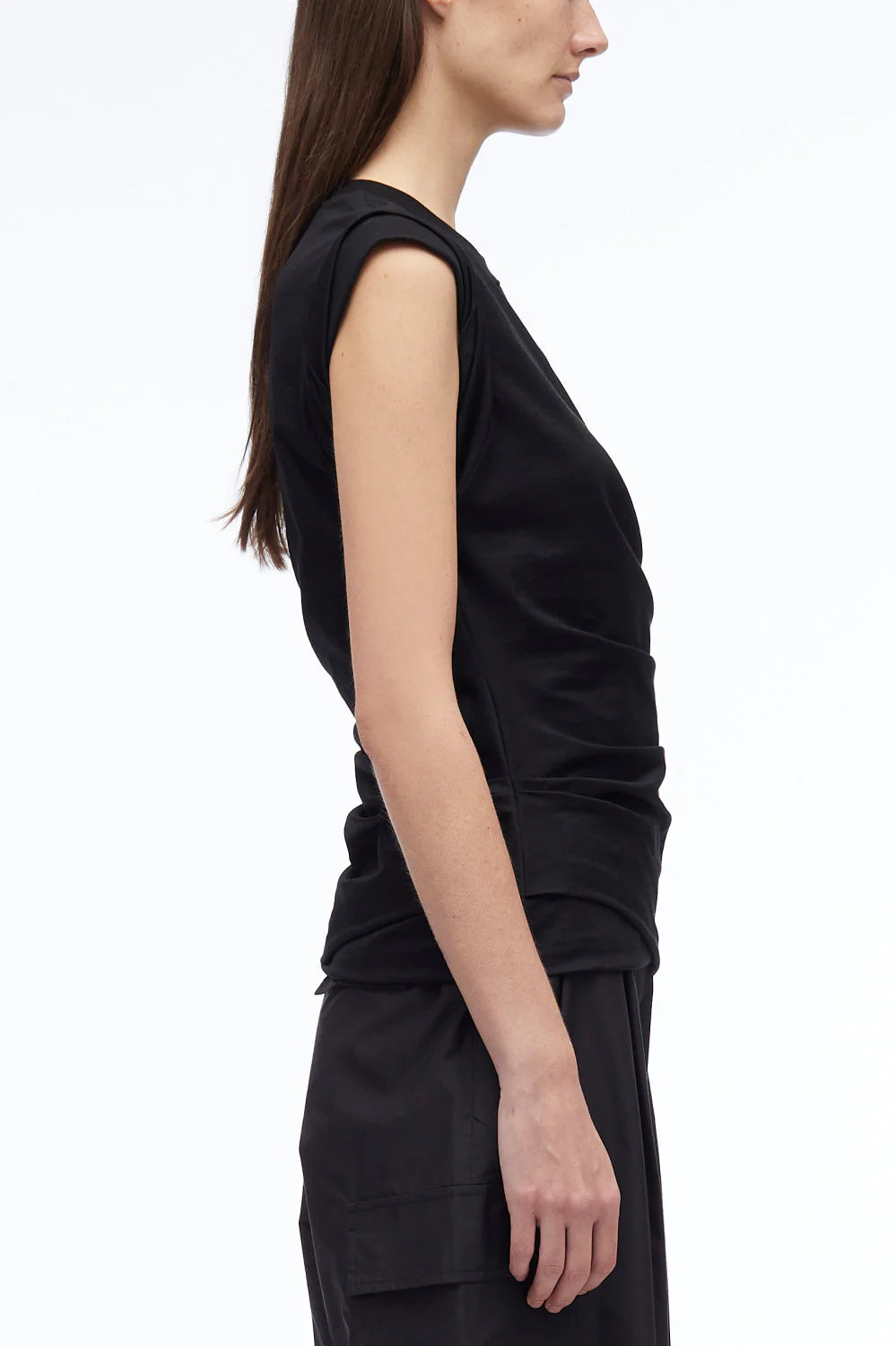 Rolled Sleeve Draped Jersey Tank - Image 4