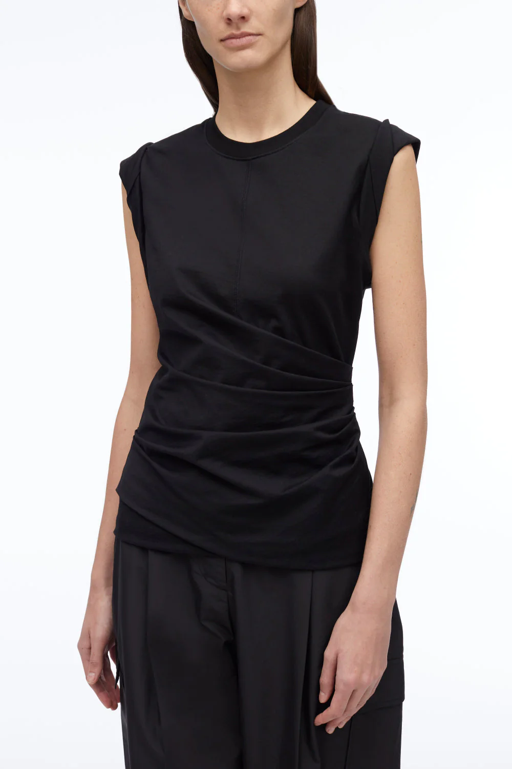 Rolled Sleeve Draped Jersey Tank - Image 6