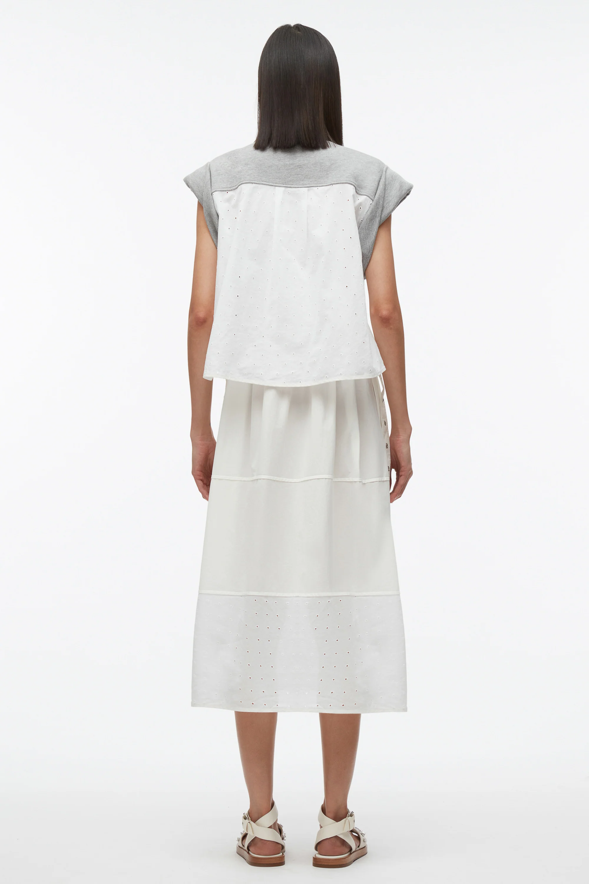 Rolled Sleeve Mix Media Dress - Image 4