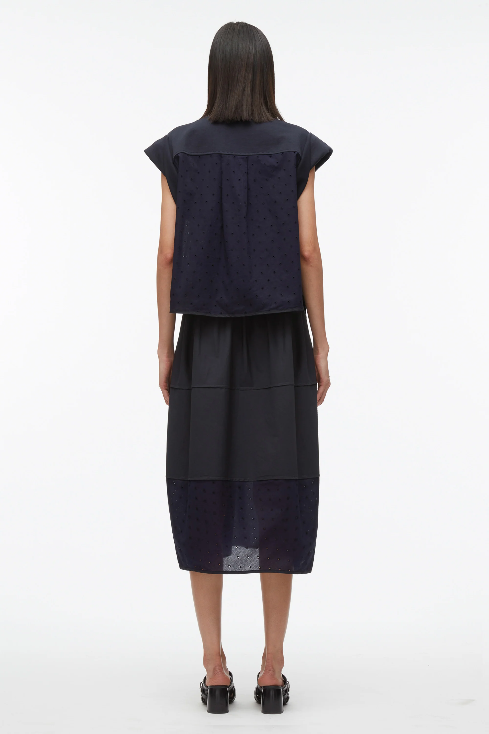 Rolled Sleeve Mix Media Dress - Image 8