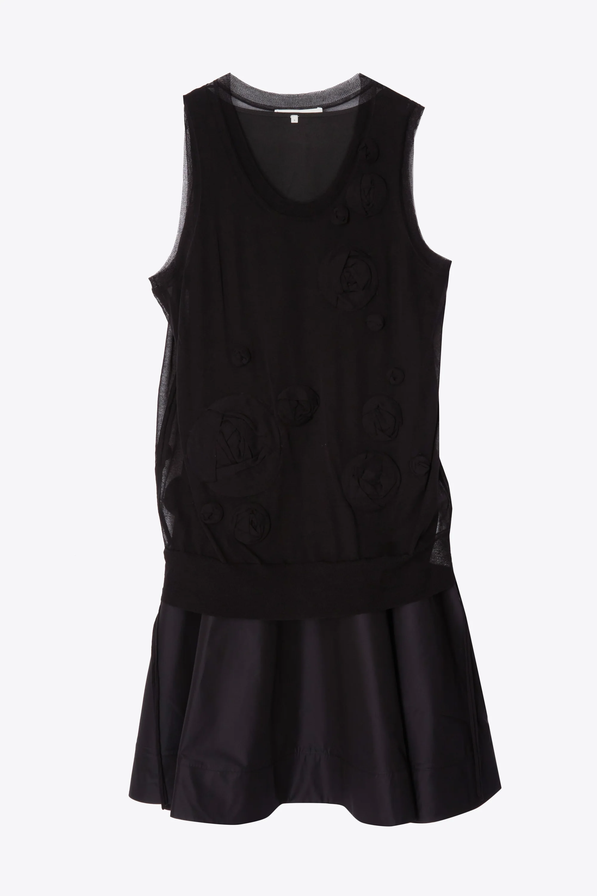 Gauze Combo Tank Dress with Rosettes