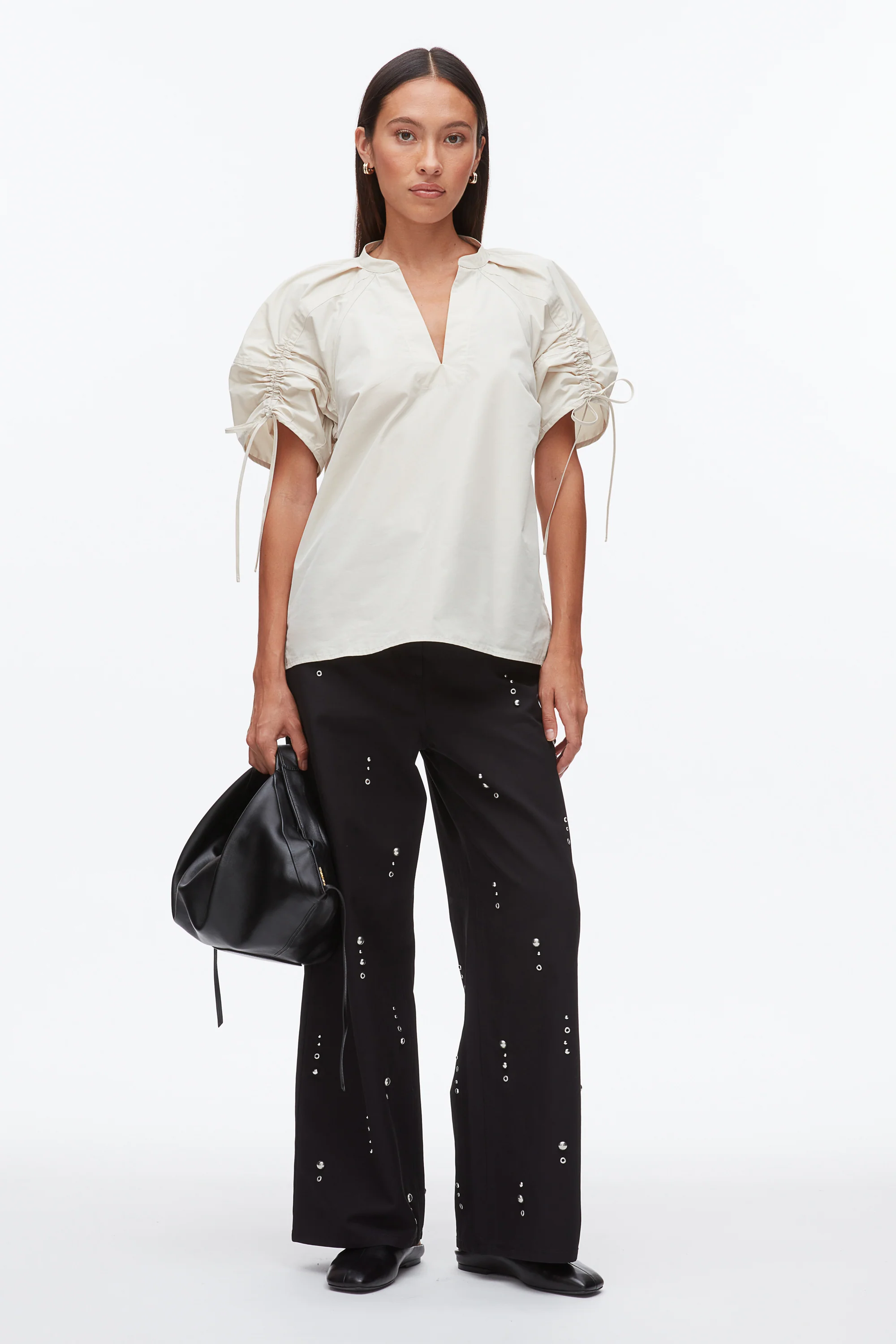 Ruched Sleeve V-Neck Top - Image 8