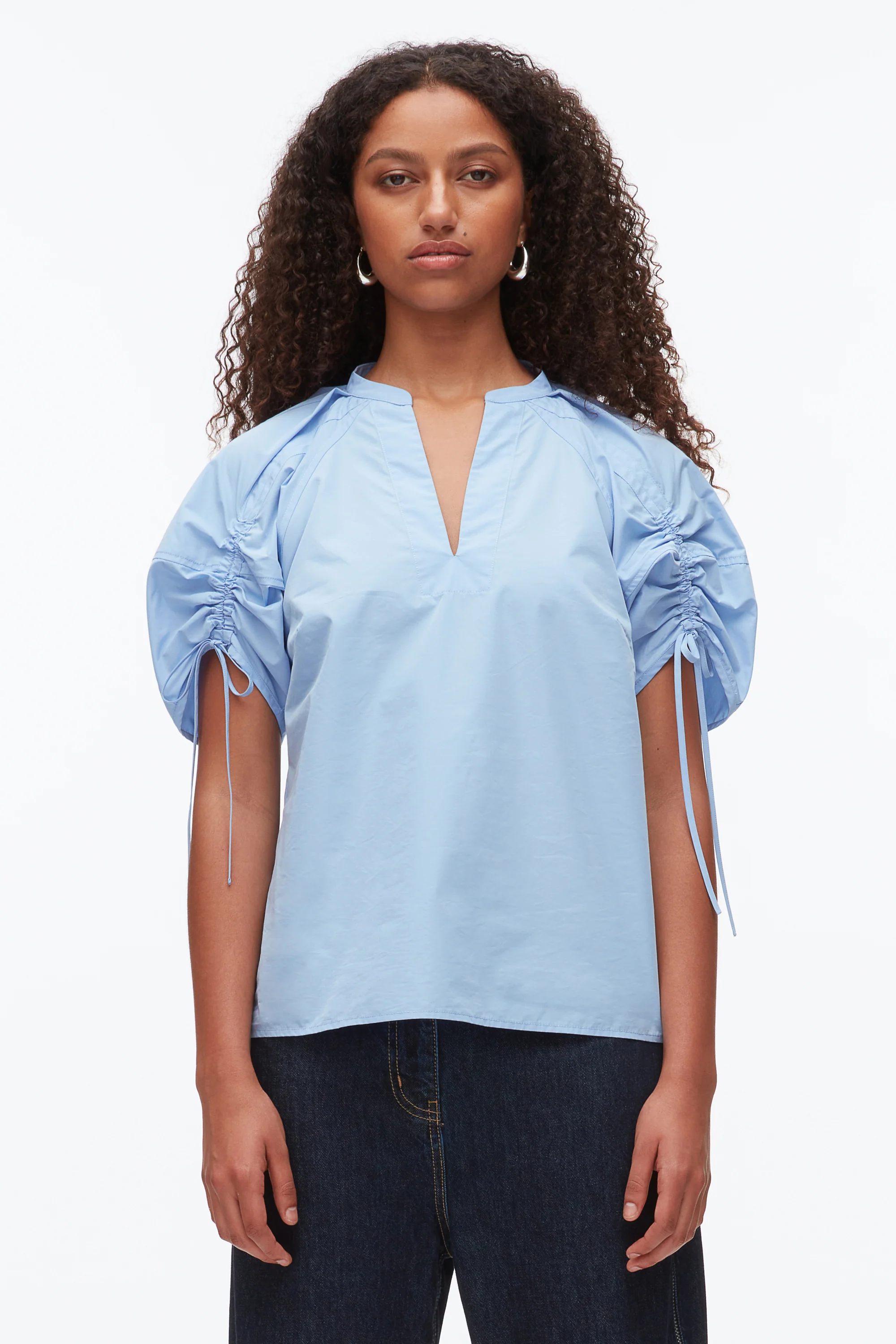 Ruched Sleeve V-Neck Top - Image 17