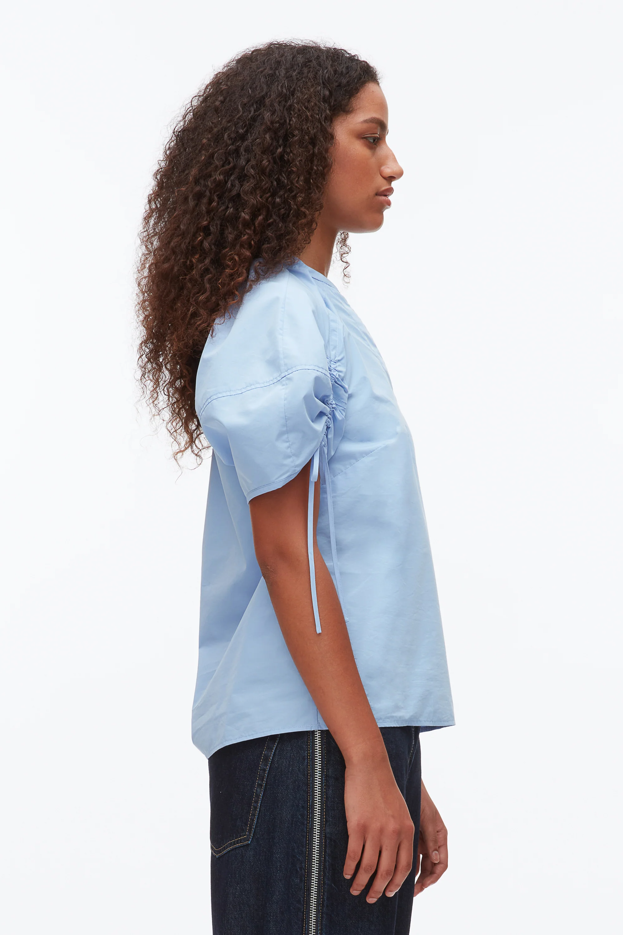 Ruched Sleeve V-Neck Top - Image 18