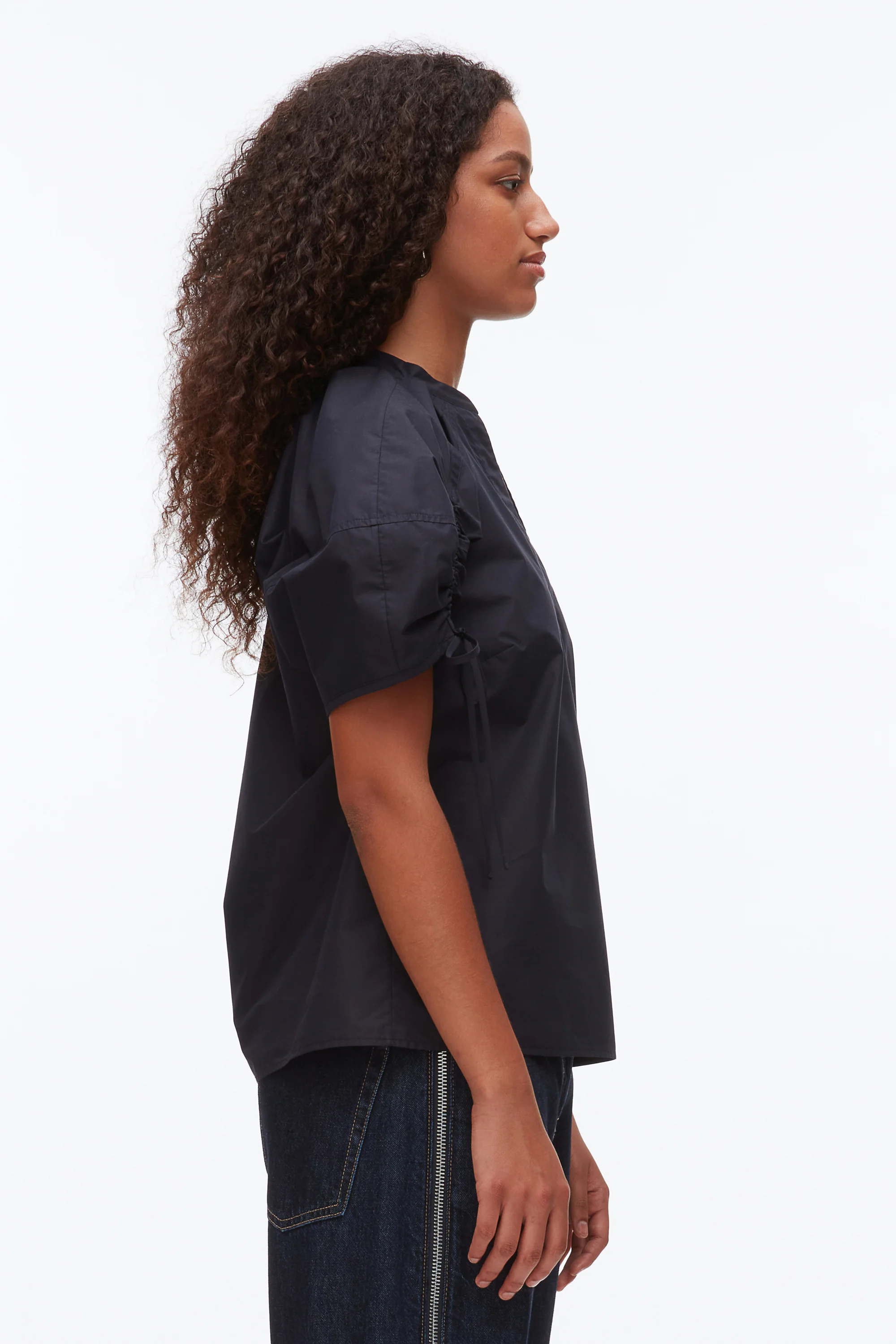 Ruched Sleeve V-Neck Top - Image 4