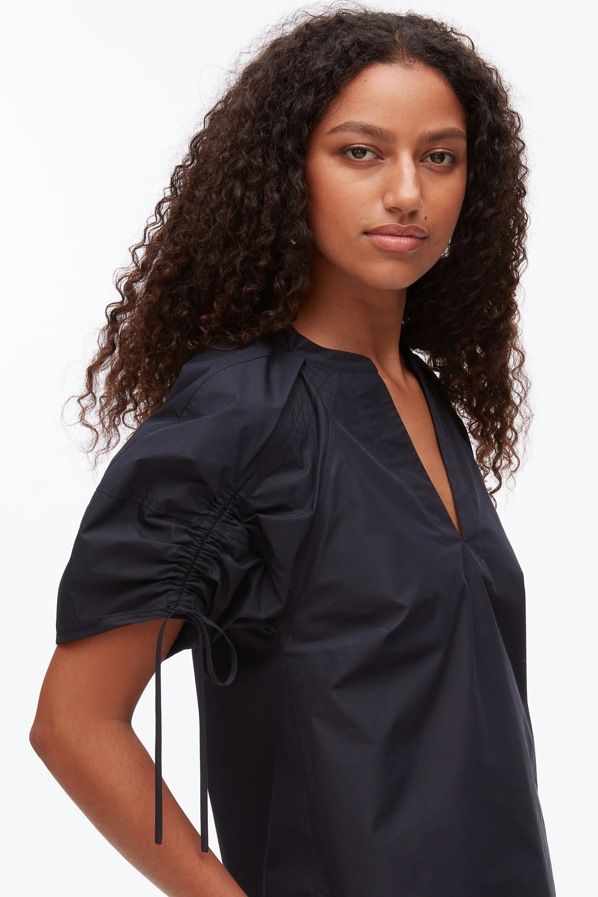 Ruched Sleeve V-Neck Top - Image 6
