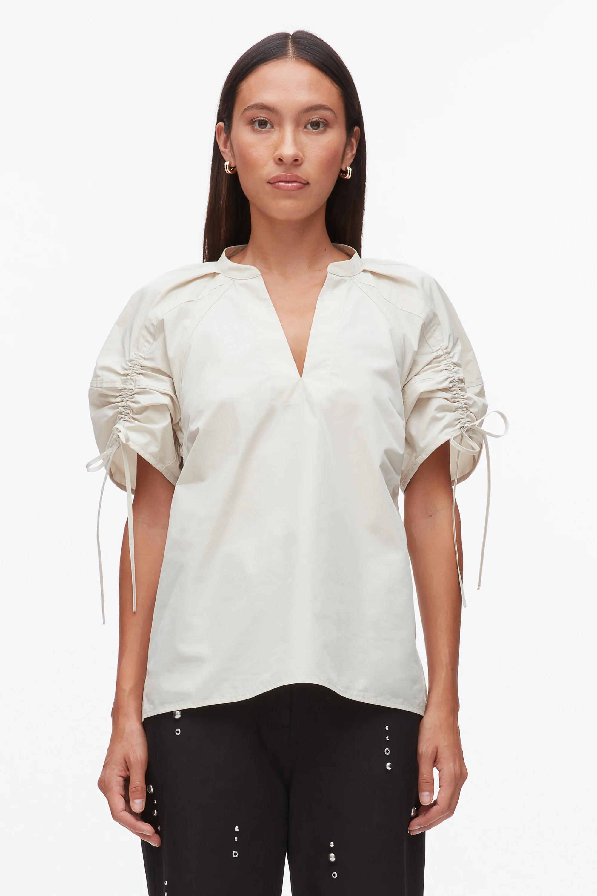 Ruched Sleeve V-Neck Top - Image 10