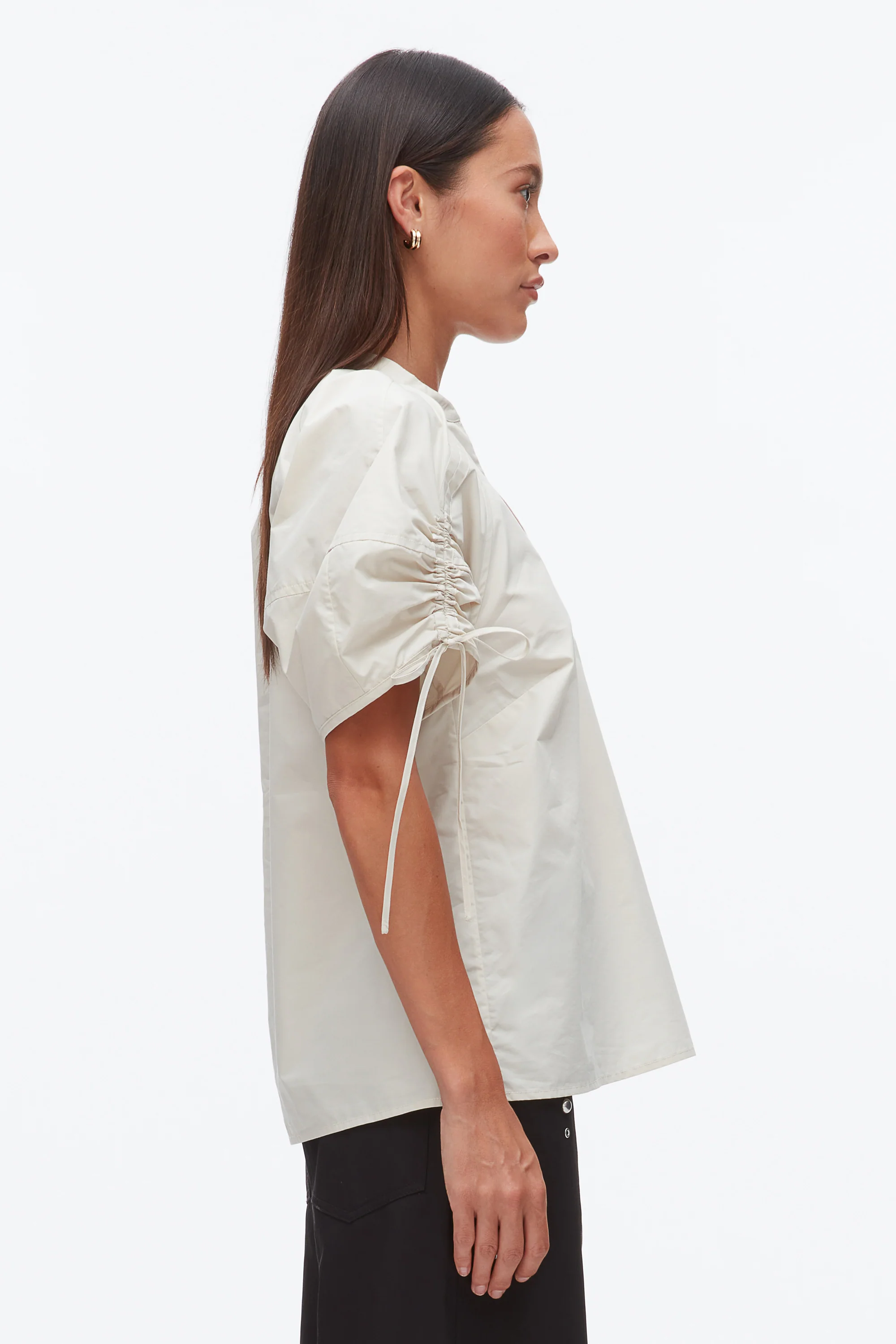 Ruched Sleeve V-Neck Top - Image 11