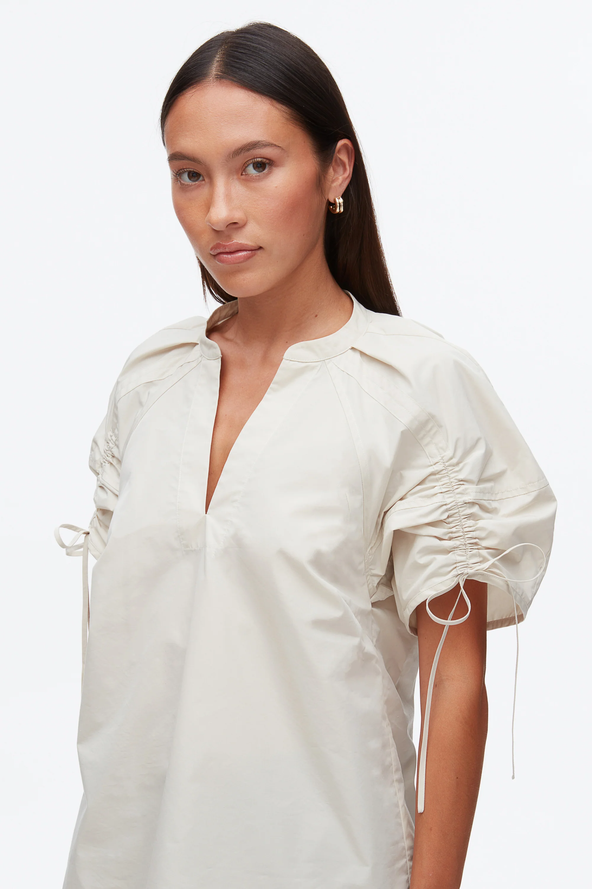 Ruched Sleeve V-Neck Top - Image 13