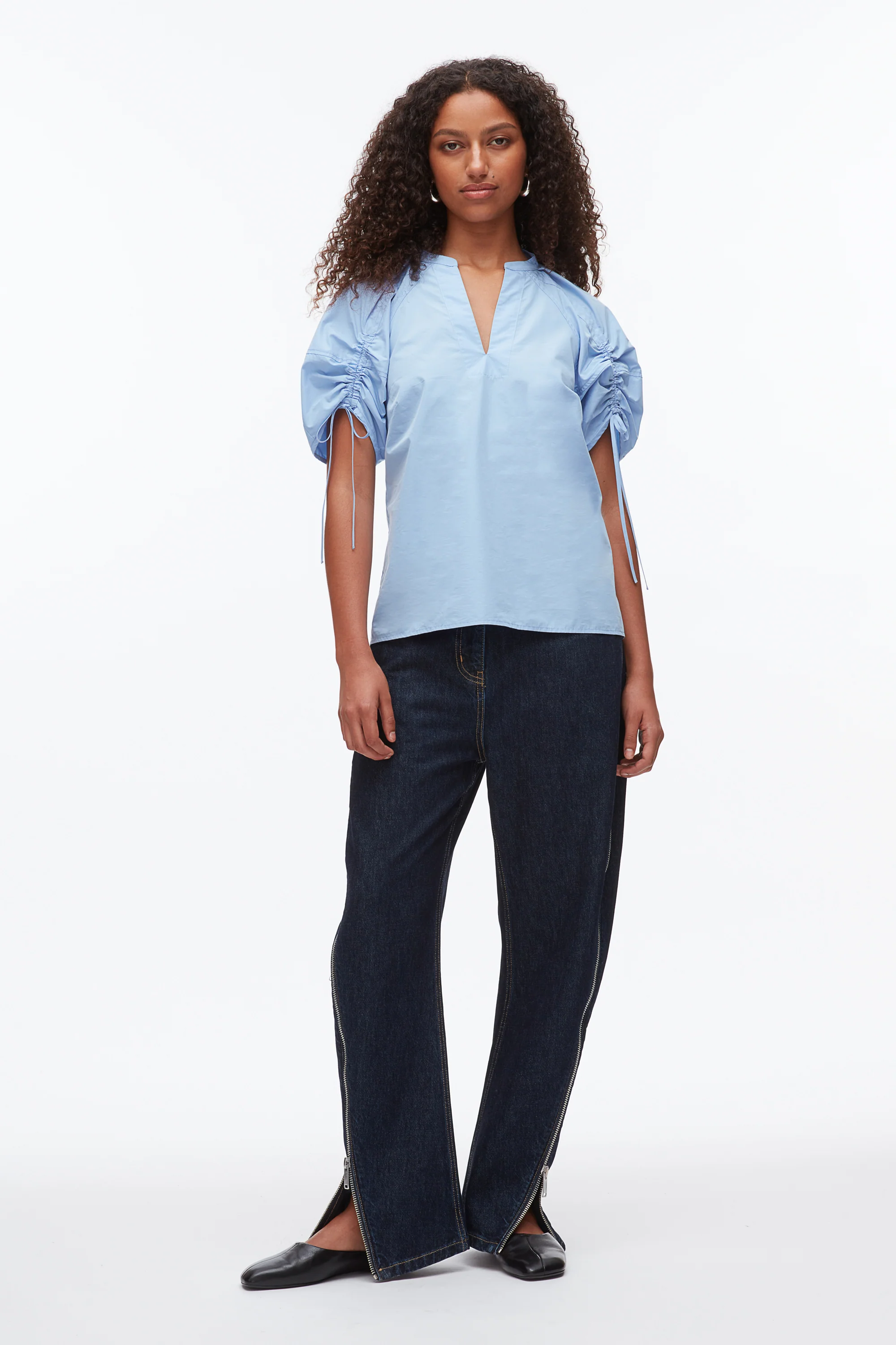 Ruched Sleeve V-Neck Top - Image 15