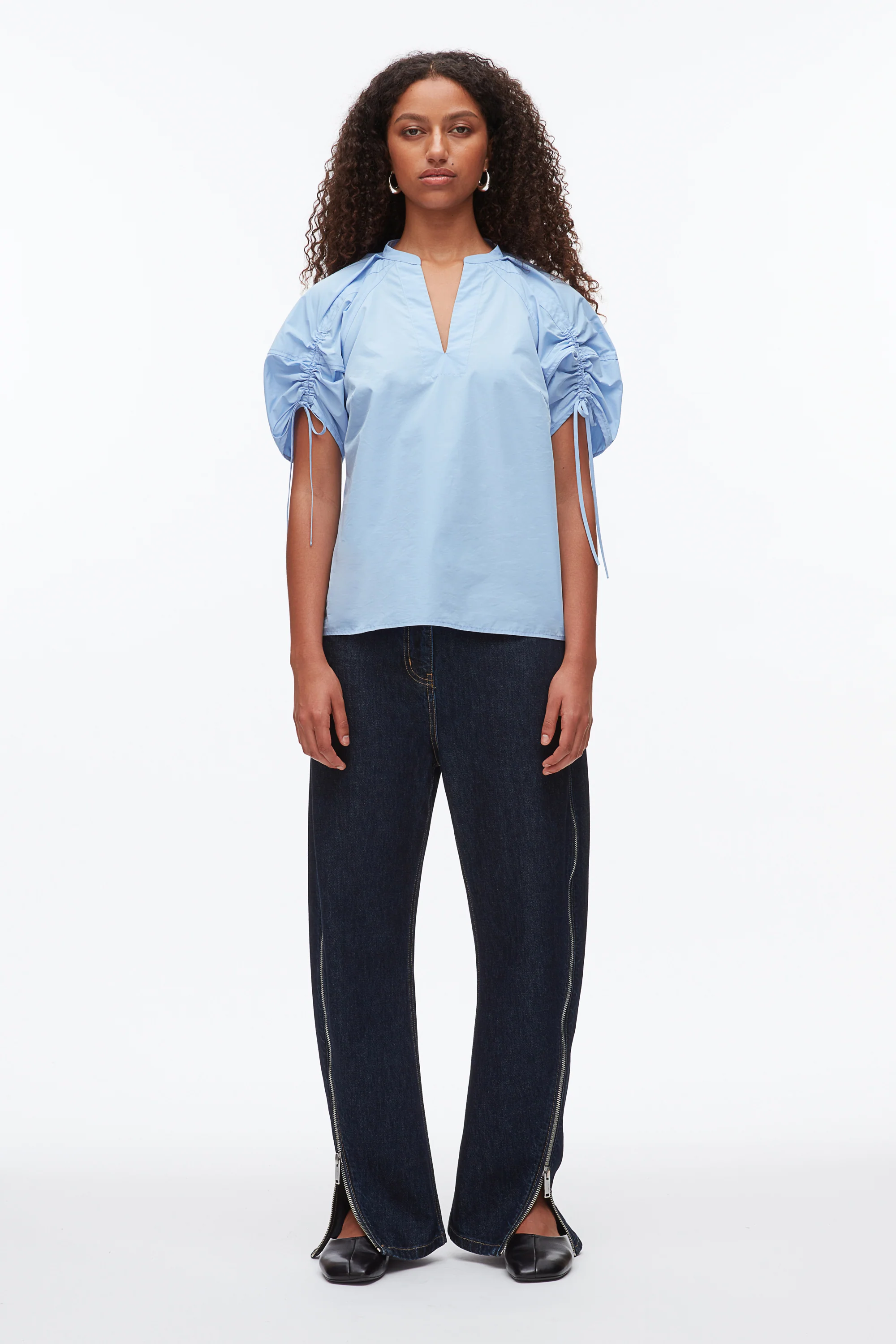 Ruched Sleeve V-Neck Top - Image 16
