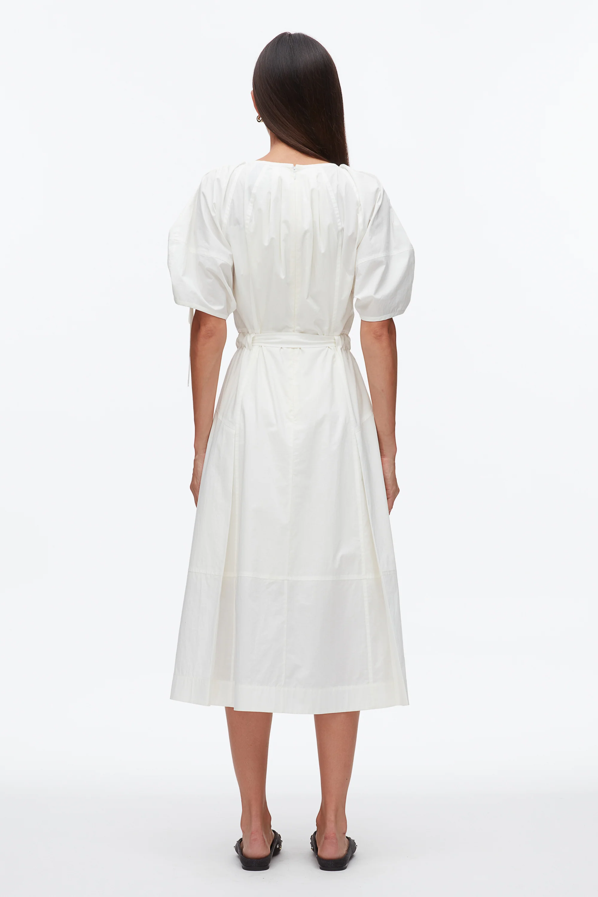 Poplin Ruched Sleeve Midi Dress - Image 10