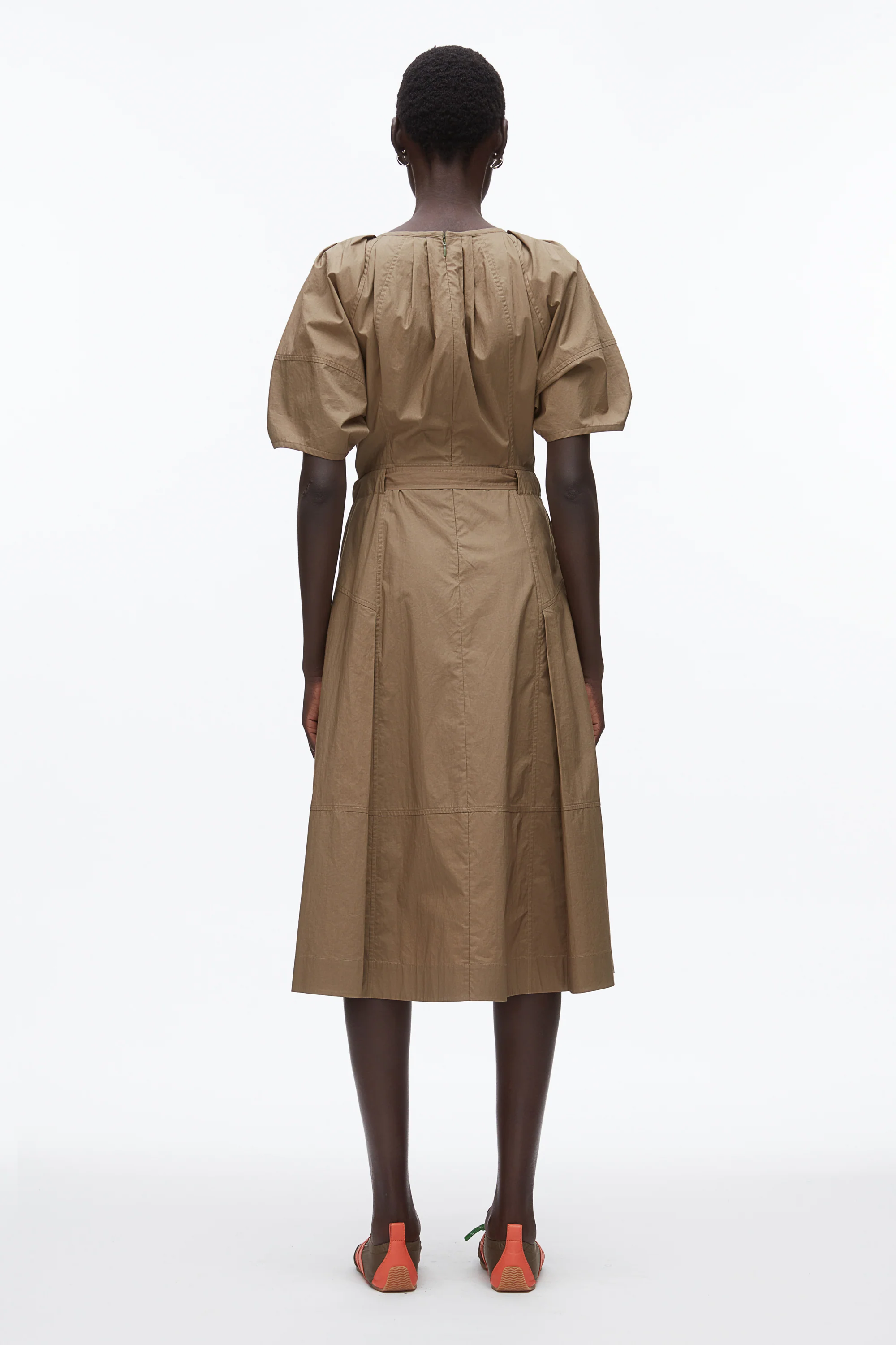 Poplin Ruched Sleeve Midi Dress - Image 4