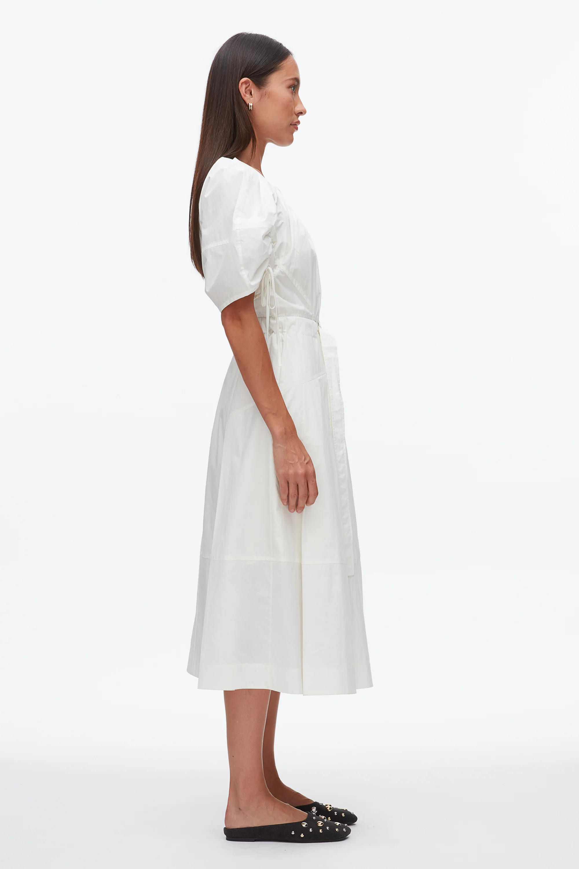 Poplin Ruched Sleeve Midi Dress - Image 9